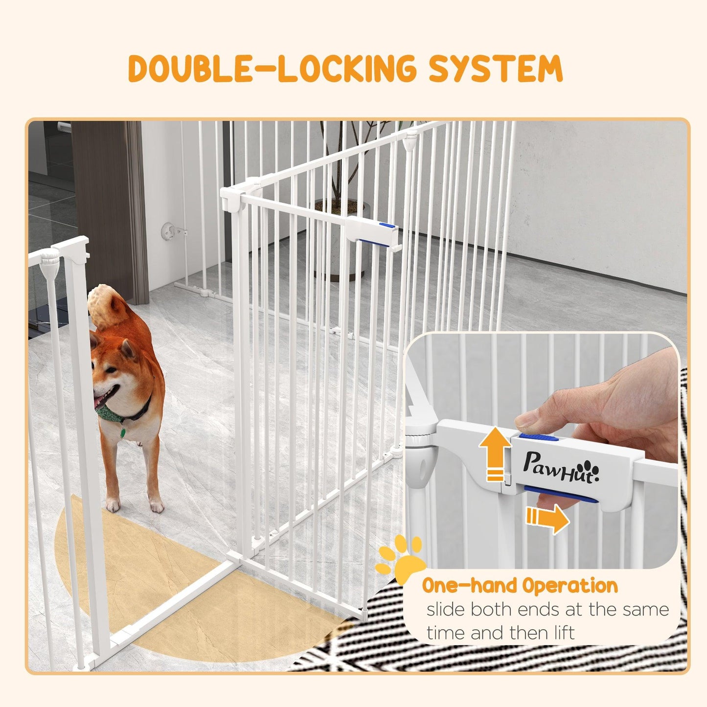 PawHut 2-In-1 Dog Pen & Safety Gate, 8 Panel Playpen w/ Double-locking Door - ALL4U RETAILER LTD