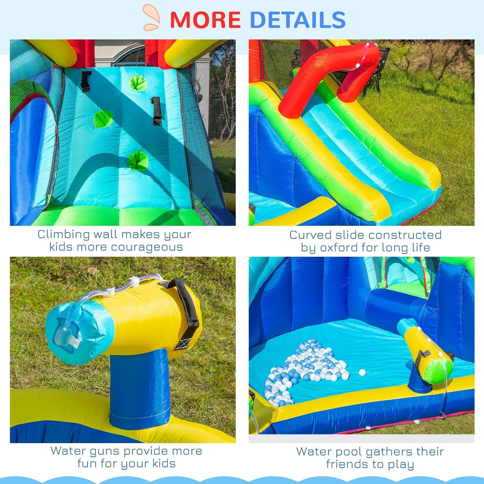 Outsunny Kids Bounce Castle with Trampoline, Slide, and Pool - ALL4U RETAILER LTD