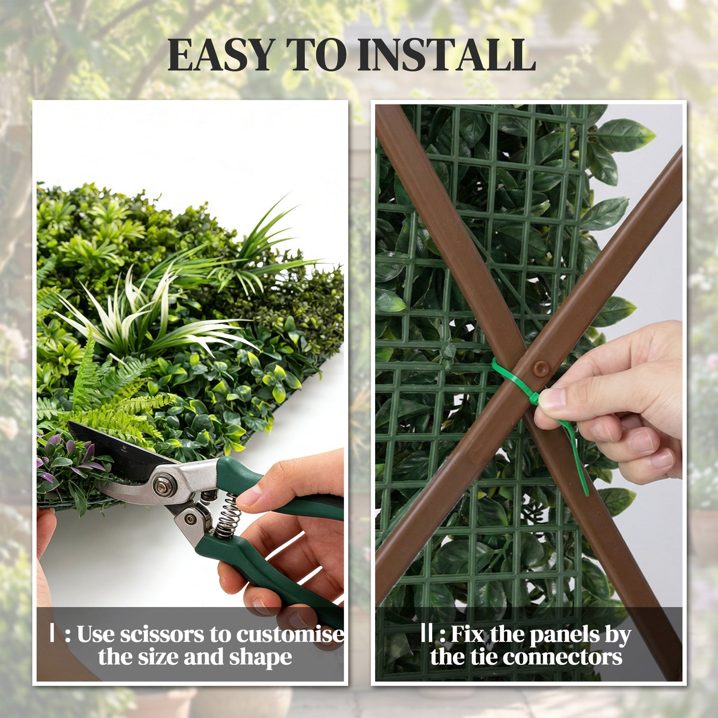 Outsunny Artificial Grass Wall Panels 100 X 100 Cm With Tie Connectors Greenery Backdrop For Outdoor Privacy