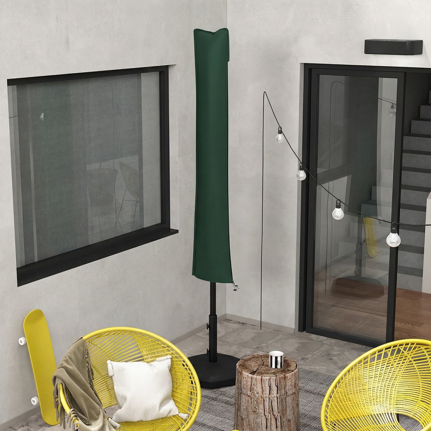 Outsunny Parasol Cover for Cantilever Umbrella 2 to 3.5 m Parasols with Zipper Green Banana Umbrella Protector