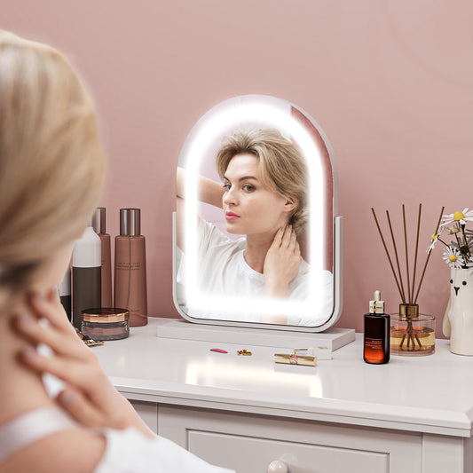 HOMCOM 33 x 44.5cm LED Vanity Mirror White With Adjustable Lighting For Day To Night Grooming