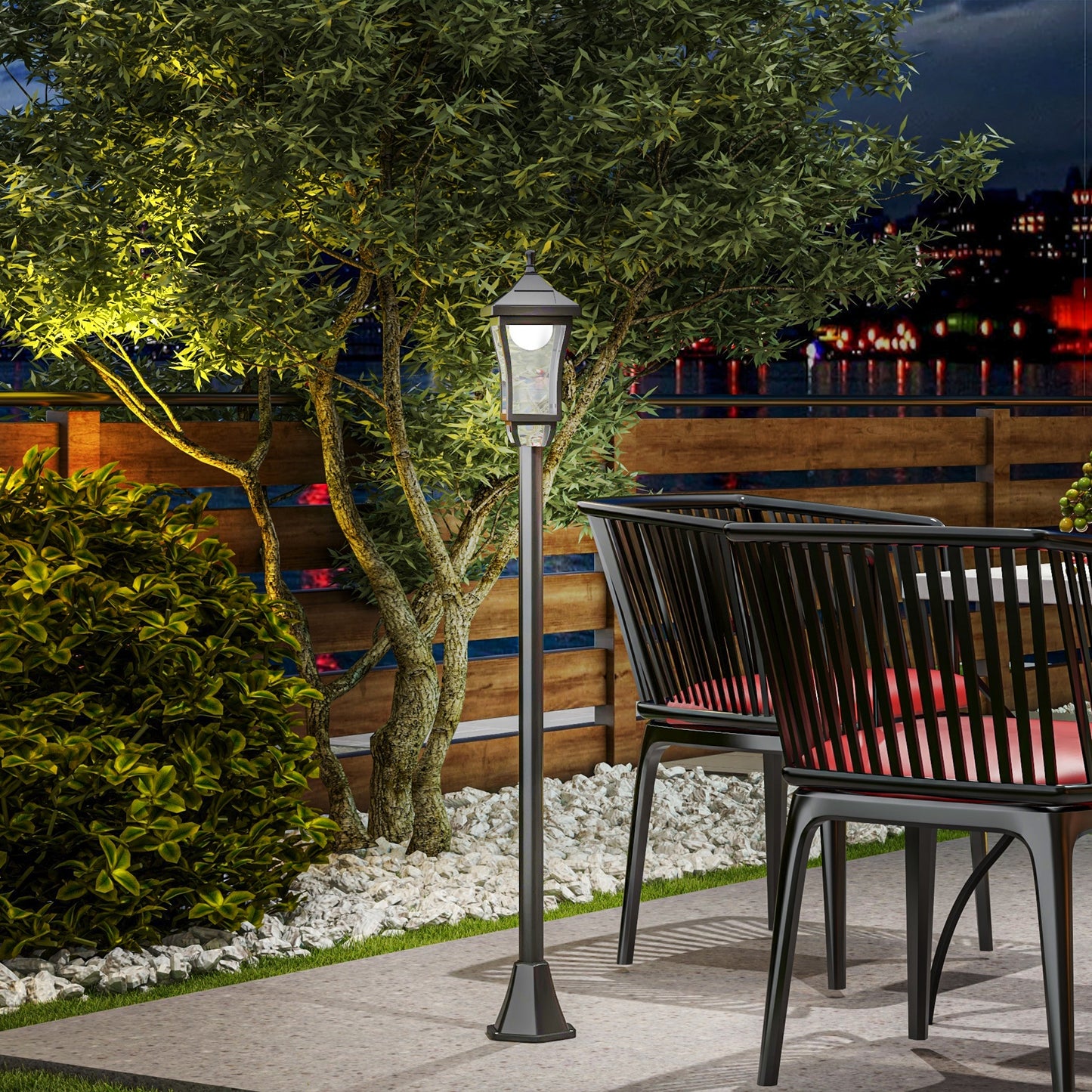 Outsunny 1.3m Solar Garden Lamp Post Light LED Outdoor IP44 Waterproof For Patio Pathway Cool White