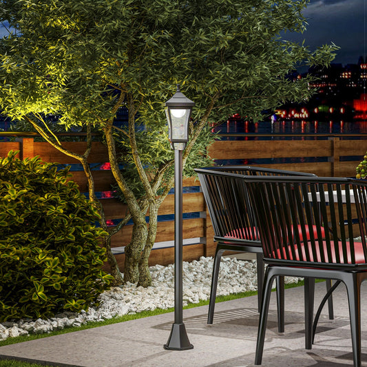 Outsunny 1.3m Solar Garden Lamp Post Light LED Outdoor IP44 Waterproof For Patio Pathway Cool White