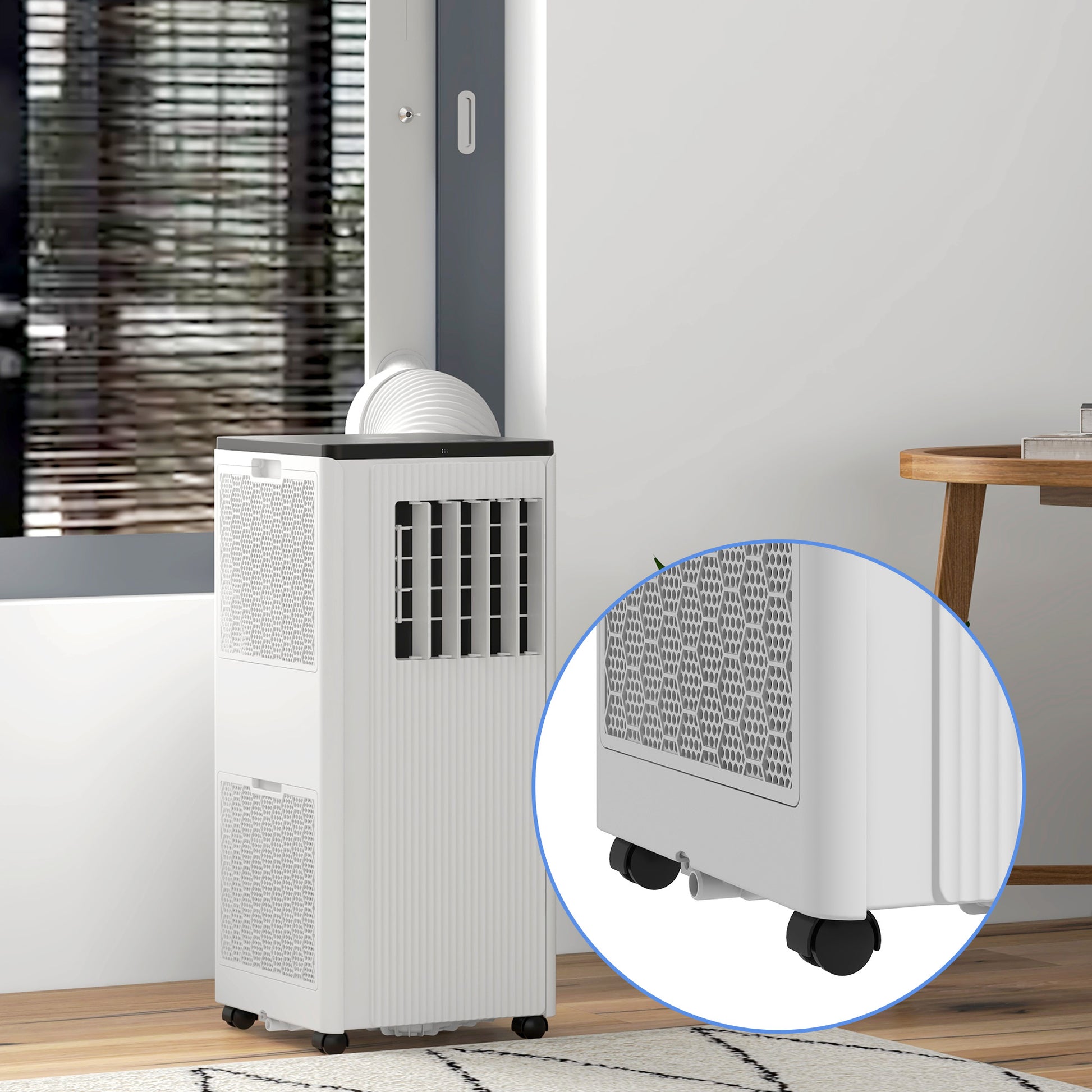 HOMCOM 3-in-1 Smart WiFi Portable Air Conditioner - 7000 BTU for Rooms Up to 15m², Includes Dehumidifier & Fan Functions, 24-Hour Timer, White - ALL4U RETAILER LTD