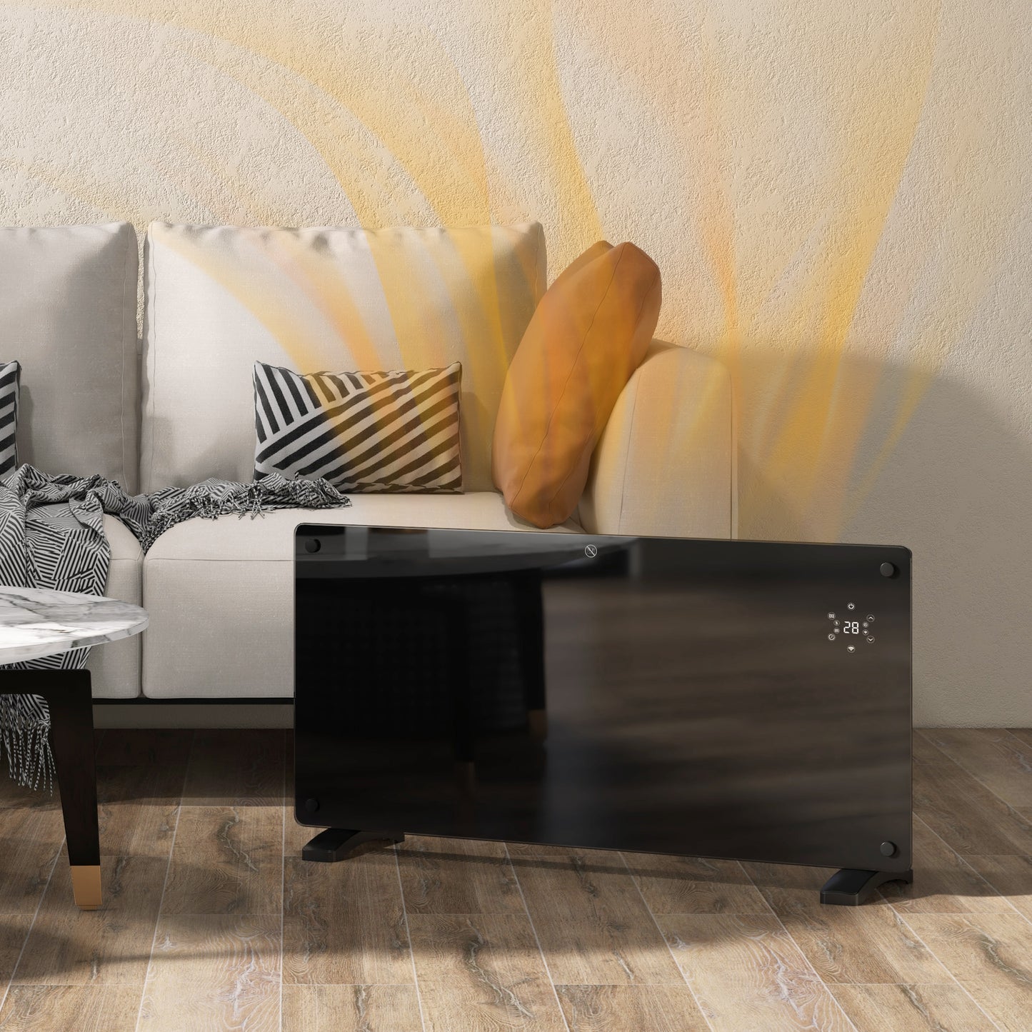 HOMCOM 2000W Smart Control Heater With Tuya App 5 To 35 Degrees Celsius Black Wall Mountable