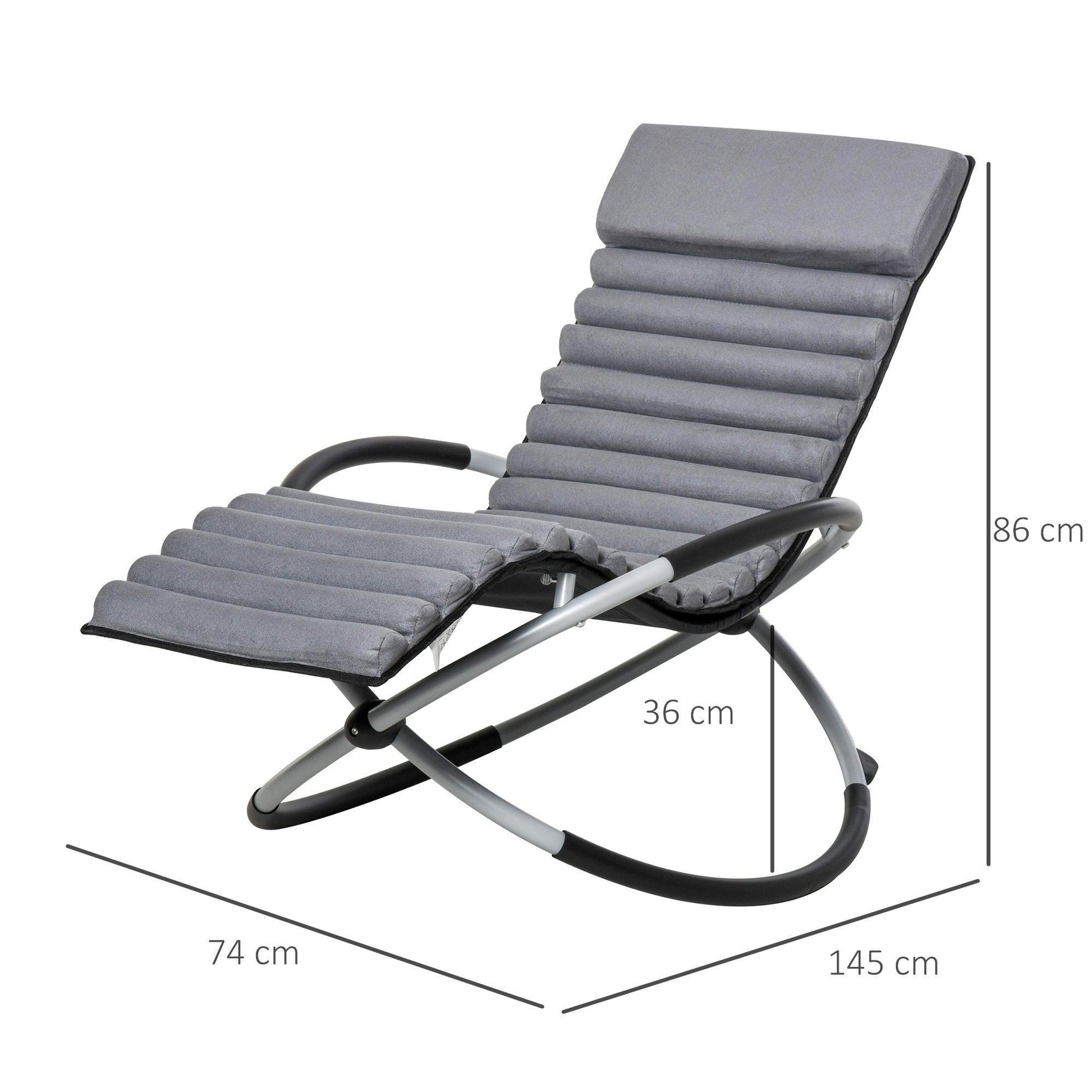 Outsunny Orbital Rocking Chair Folding Lounger - Black Grey - ALL4U RETAILER LTD