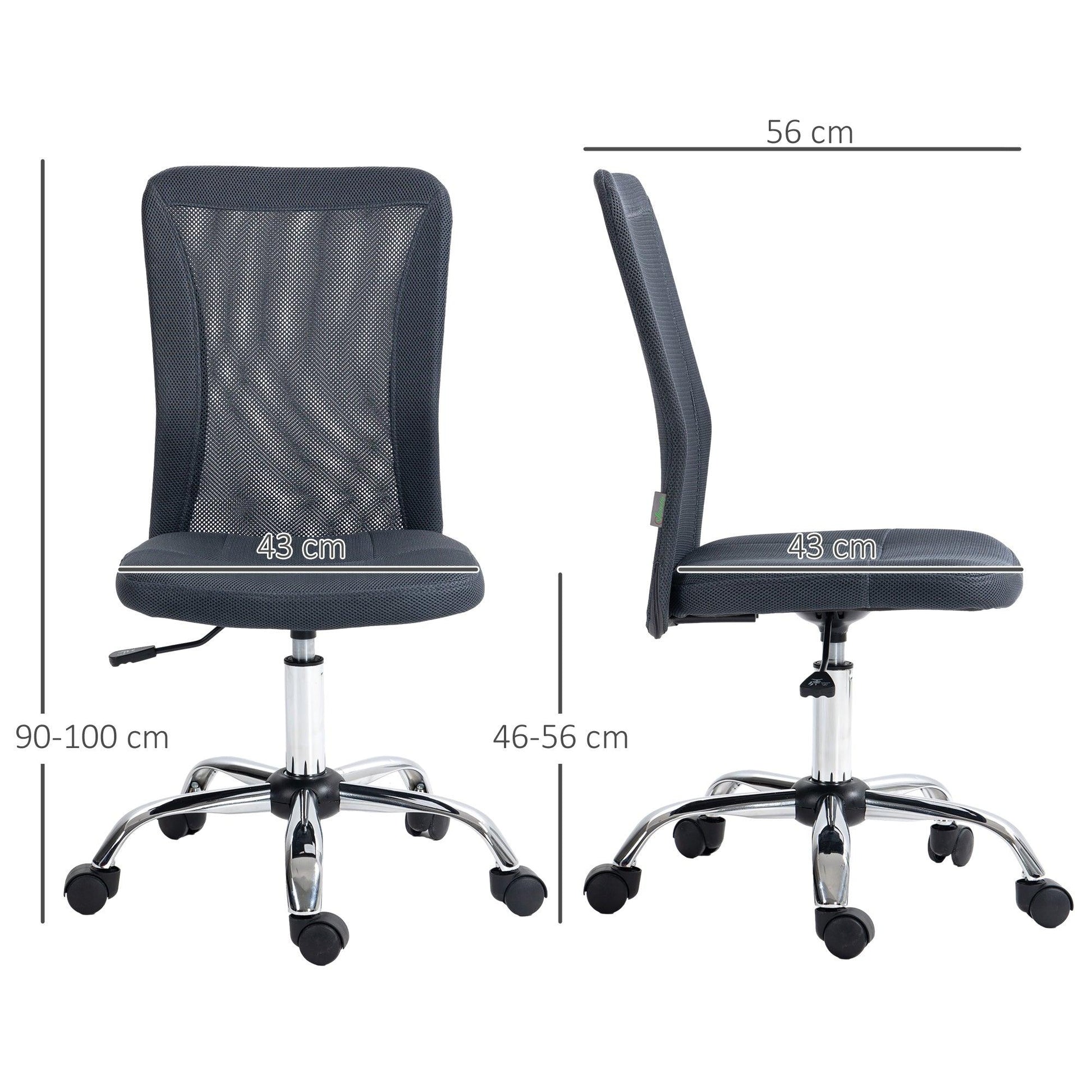 Vinsetto Dark Grey Mesh Office Chair, Adjustable Height, Swivel Wheels - ALL4U RETAILER LTD