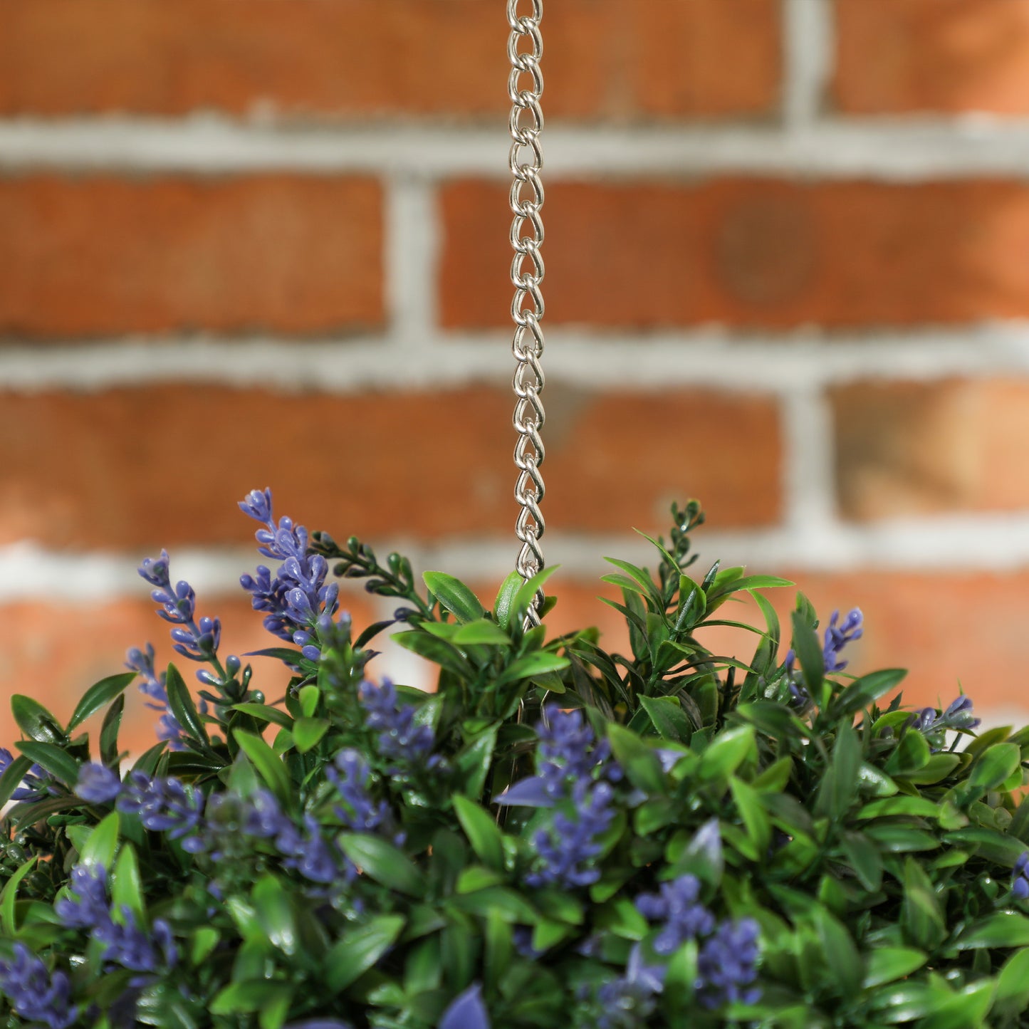 HOMCOM Set Of 2 Purple Artificial Plant Topiary Balls With Lavender Flowers UV Protected Outdoor Indoor Decor