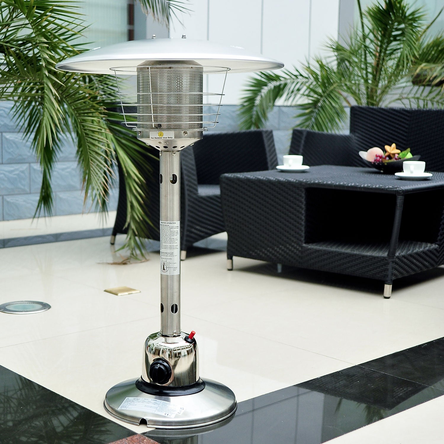 Outsunny Outdoor Stainless Steel Table Top Gas Heater - 4 kW Silver Finish - ALL4U RETAILER LTD