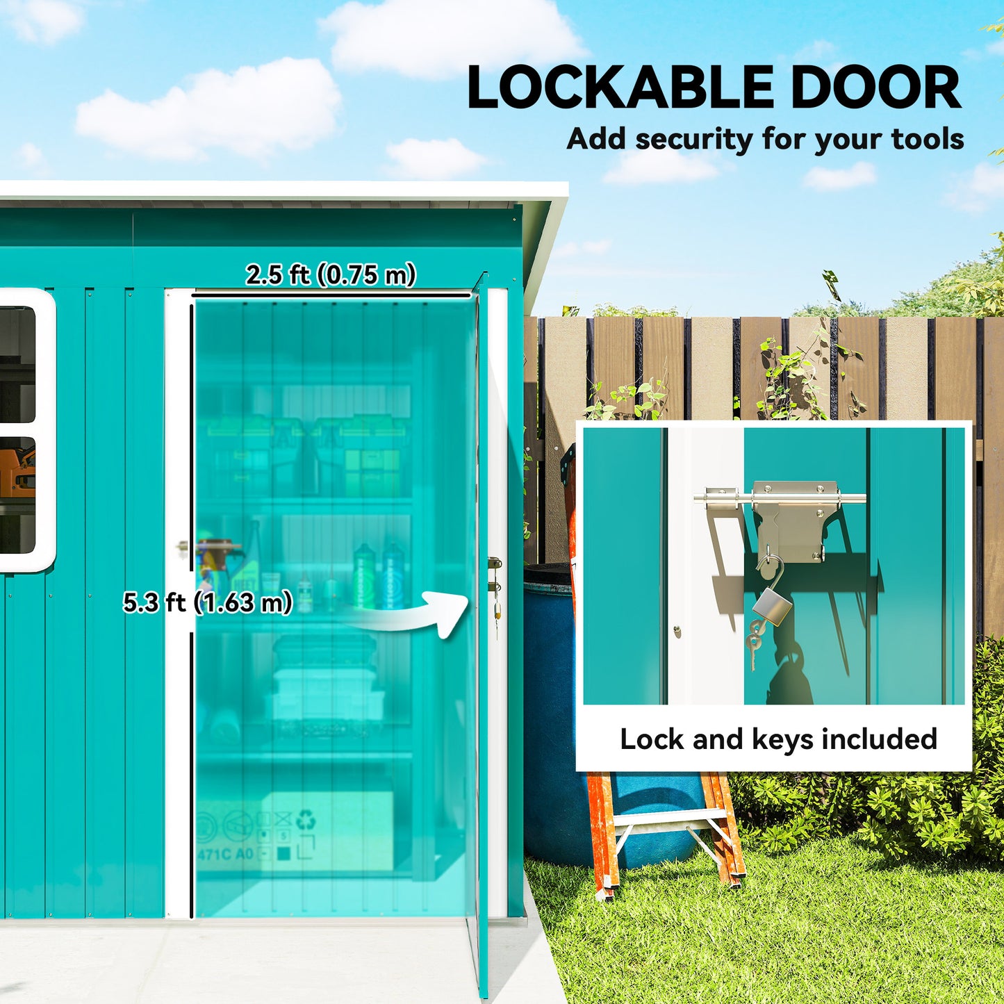 Outsunny 7 X 4Ft Galvanised Steel Garden Shed With Lock Gloves And Foundation Kit Green