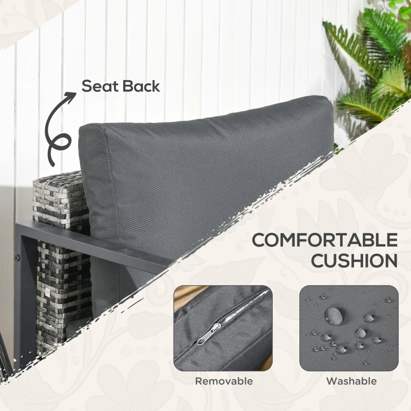 Outsunny 6-Piece Patio Furniture Set - Charcoal Grey Outdoor Sofa, Armchair, Stool, Metal Table with Cushions - ALL4U RETAILER LTD