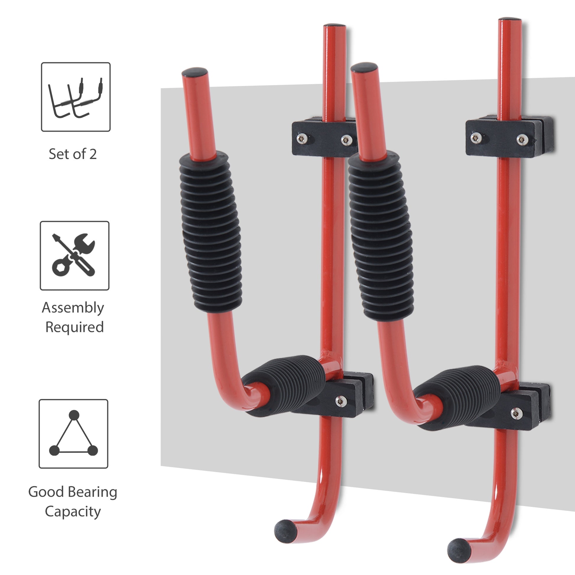 Outsunny Heavy-Duty Red Aluminum Wall Mount Hangers for Canoe and Kayak Storage - ALL4U RETAILER LTD