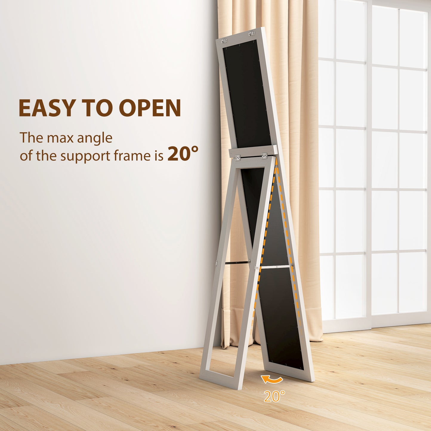 HOMCOM 37 x 157 cm Full Length Mirror White MDF Frame Standing Mirror for Bedroom