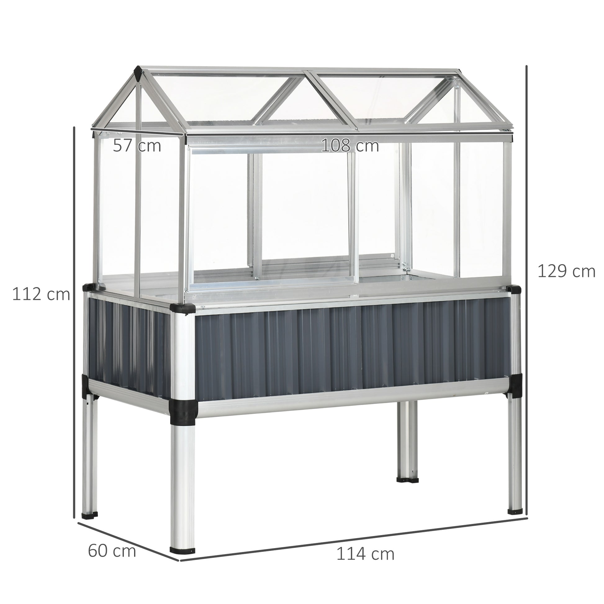 Outsunny Galvanised Steel Raised Beds Garden Greenhouse Raised Planters Cover Openable Windows - ALL4U RETAILER LTD