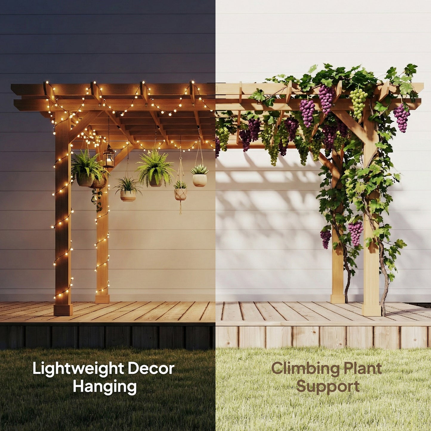 Outsunny Garden Pergola Kit Wooden Gazebo Grape Trellis With Stable Structure 3.6 X 3.6m Dark Brown