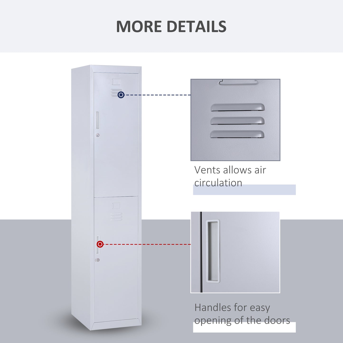 Vinsetto Locker Cabinet Storage Cold Rolled Steel With Shelves Vertical Cupboard Grey 38 x 46 x 180 cm