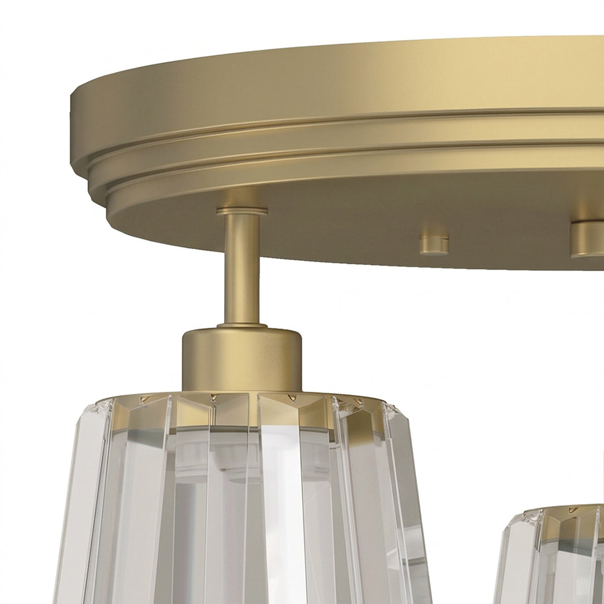 HOMCOM 3 Light Crystal Glass Ceiling Light Gold Triple Head Dual Mount