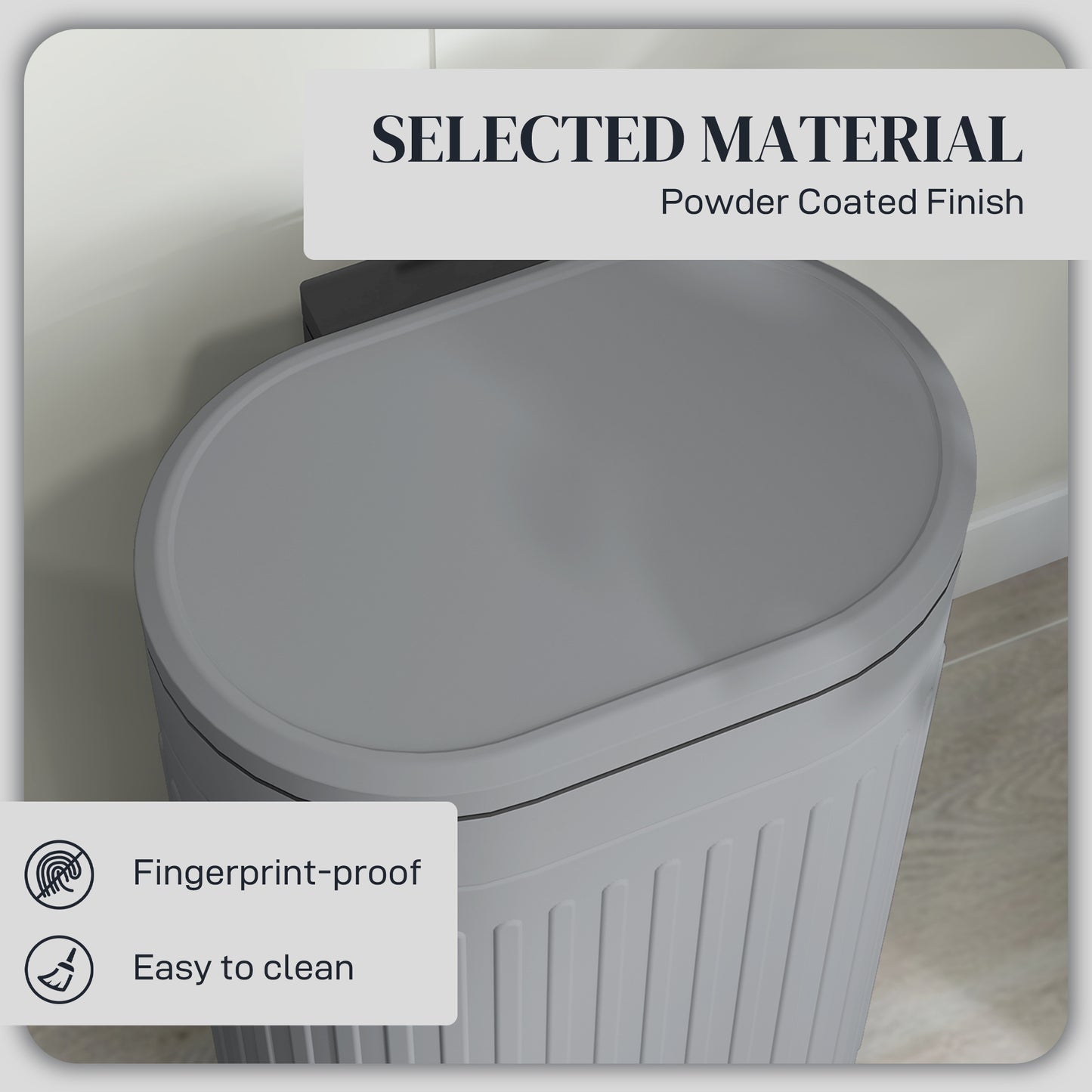 30L Grey Pedal Bin with Fingerprint-Proof Finish, Soft-Close Lid, and Removable Inner Bucket