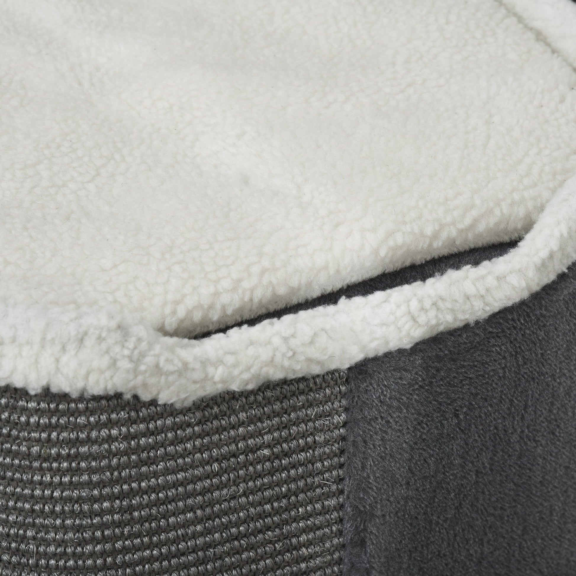 PawHut Sisal Cat Barrel with Soft Plush & Lamb Fleece Grey - ALL4U RETAILER LTD