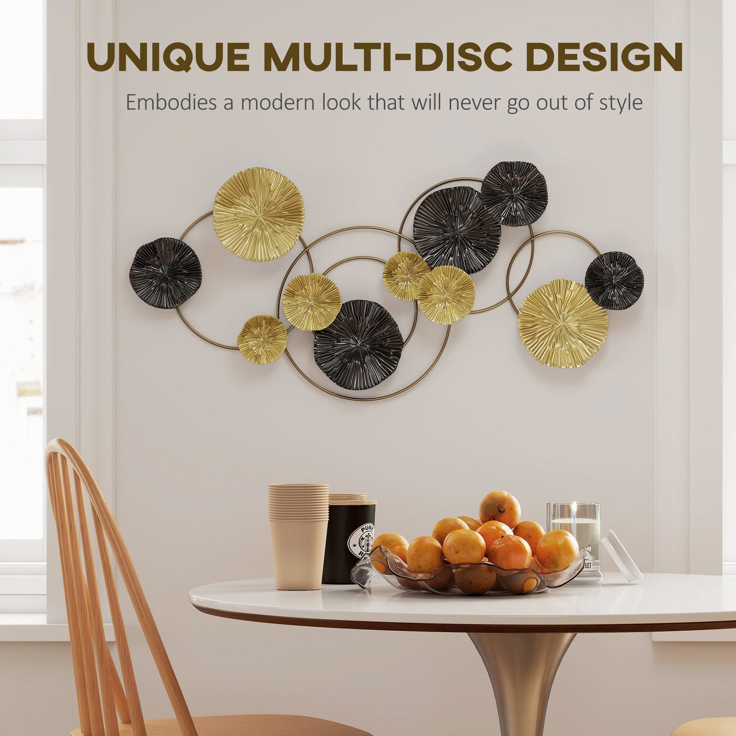 HOMCOM Metal Wall Art Modern Hanging Wall Decor With Multi Disc Design For Living Room Ready To Hang