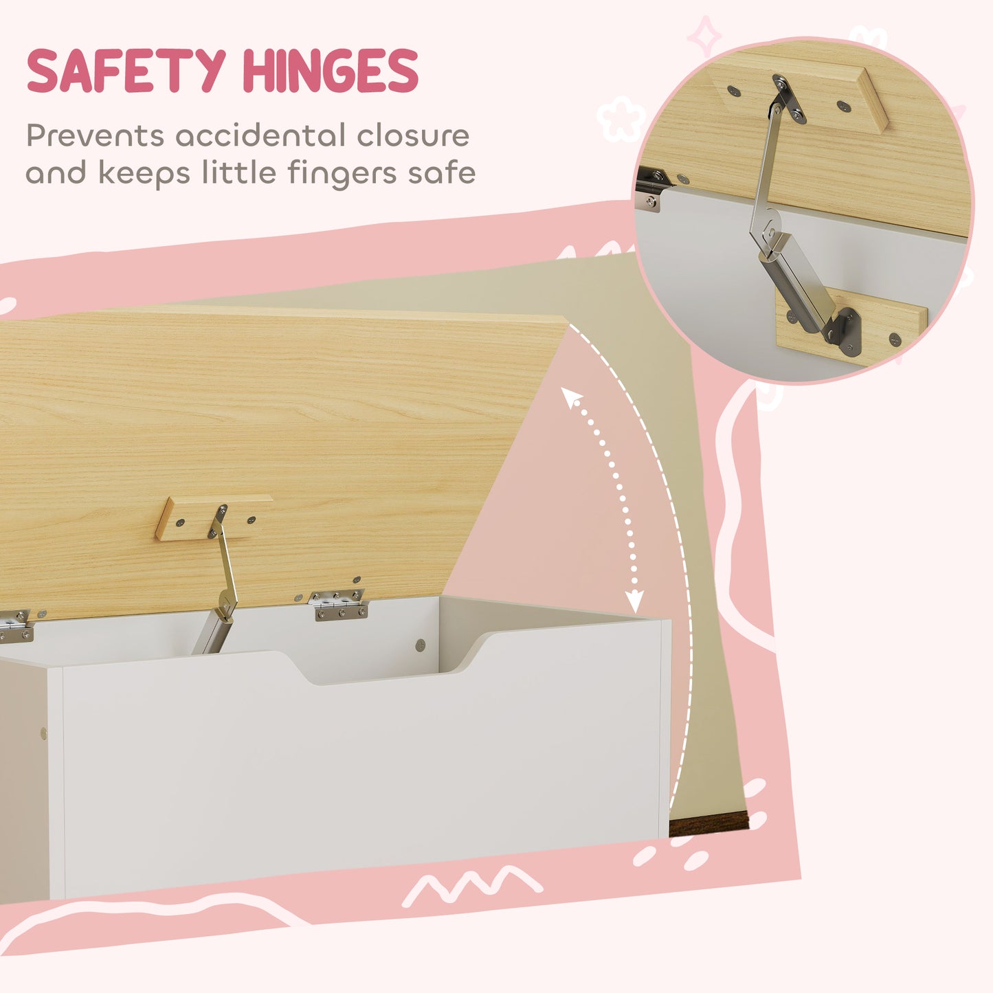 Aiyaplay Toy Box With Lid And Wheels Safety Hinges White Toddler Storage Organizer For Playroom And Bedroom