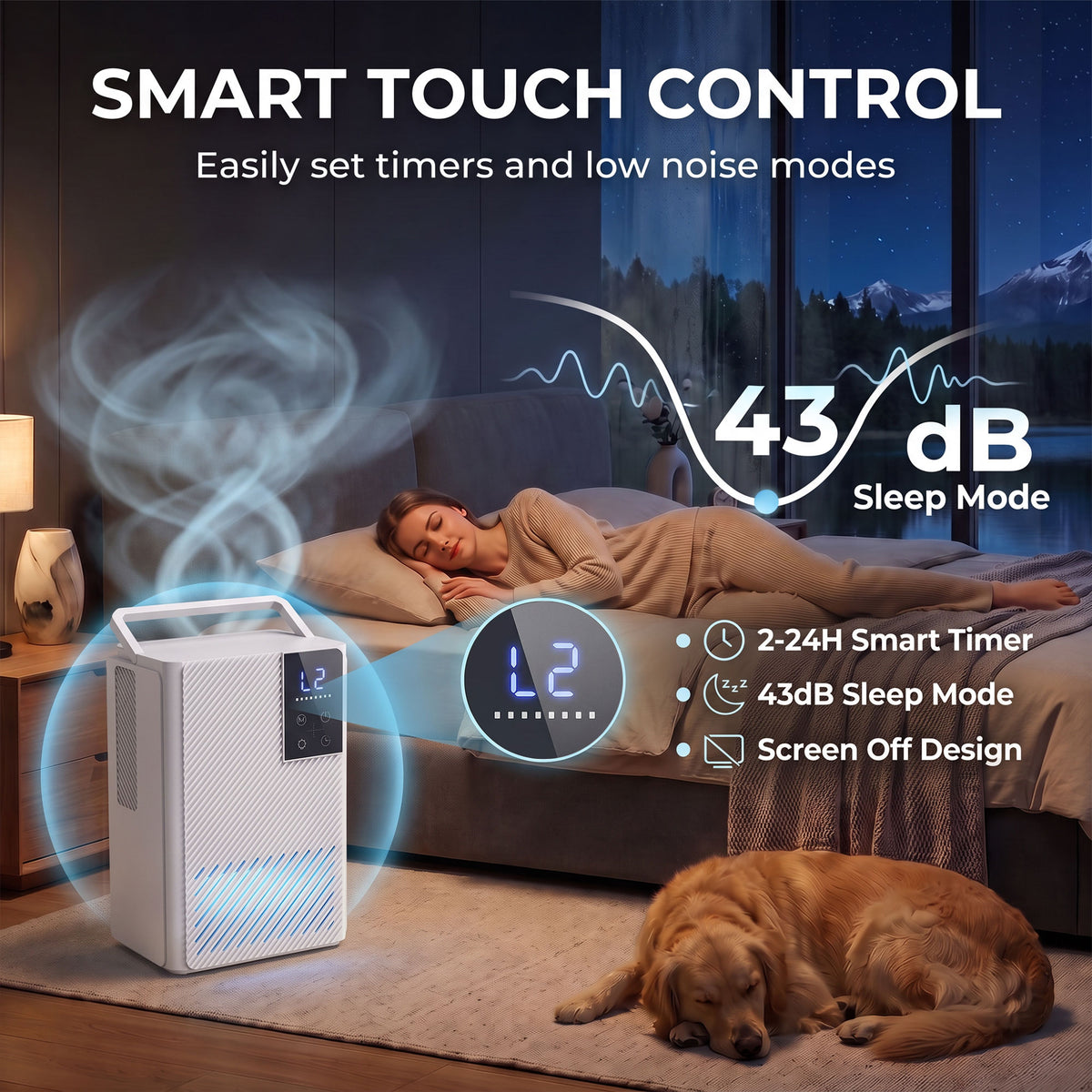 HOMCOM 400mL Daily Dehumidifier With RGB Lights Sleep Mode and Timer