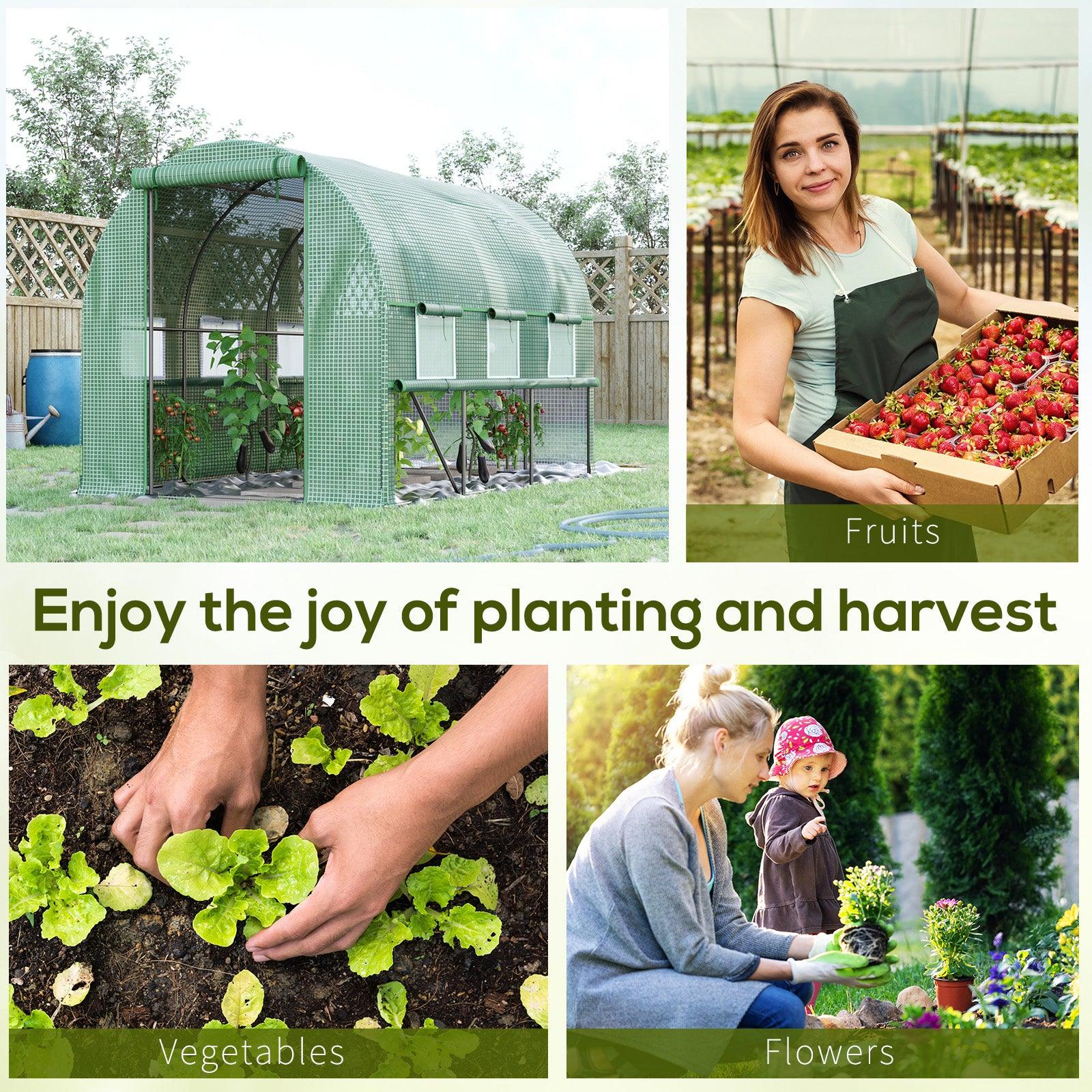 Outsunny 3 x 2 x 2m Polytunnel Green House w/ UV-resistant PE Cover, Green - ALL4U RETAILER LTD