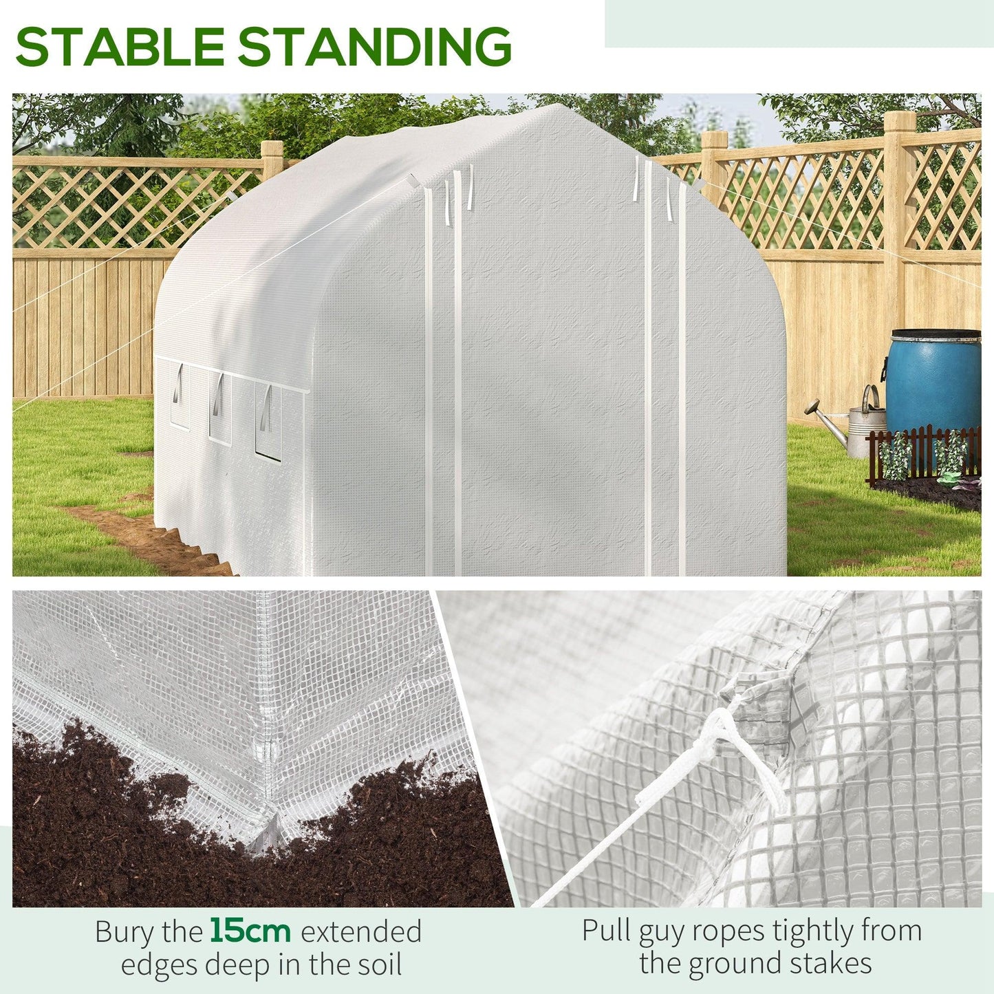 Outsunny 3 x 2m Walk-in Tunnel Greenhouse, Roll Up Sidewalls, Mesh Door - ALL4U RETAILER LTD