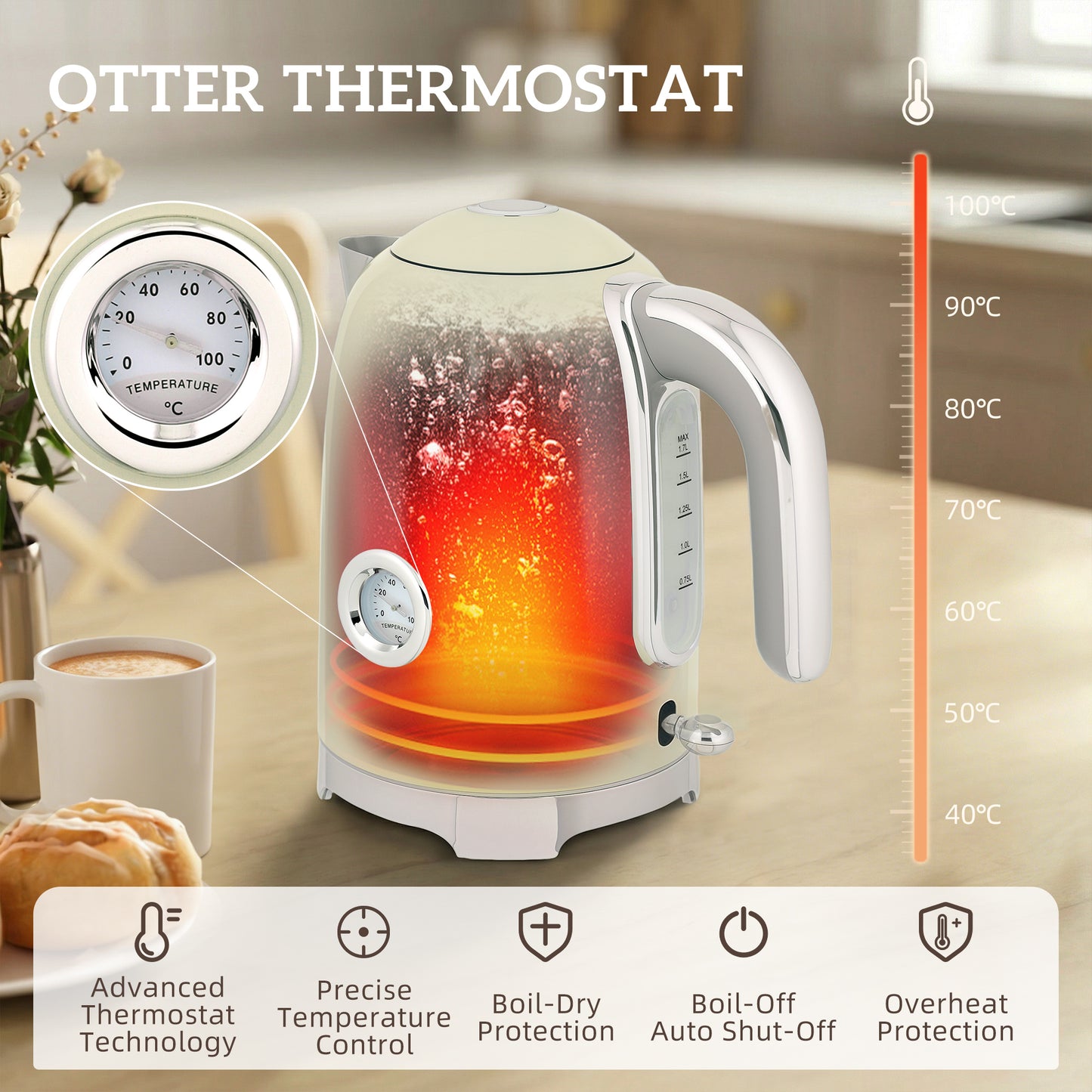 HOMCOM Retro 3000W Kettle And Toaster Set Grey With One Point Seven Liter Capacity And Classic Curved Design