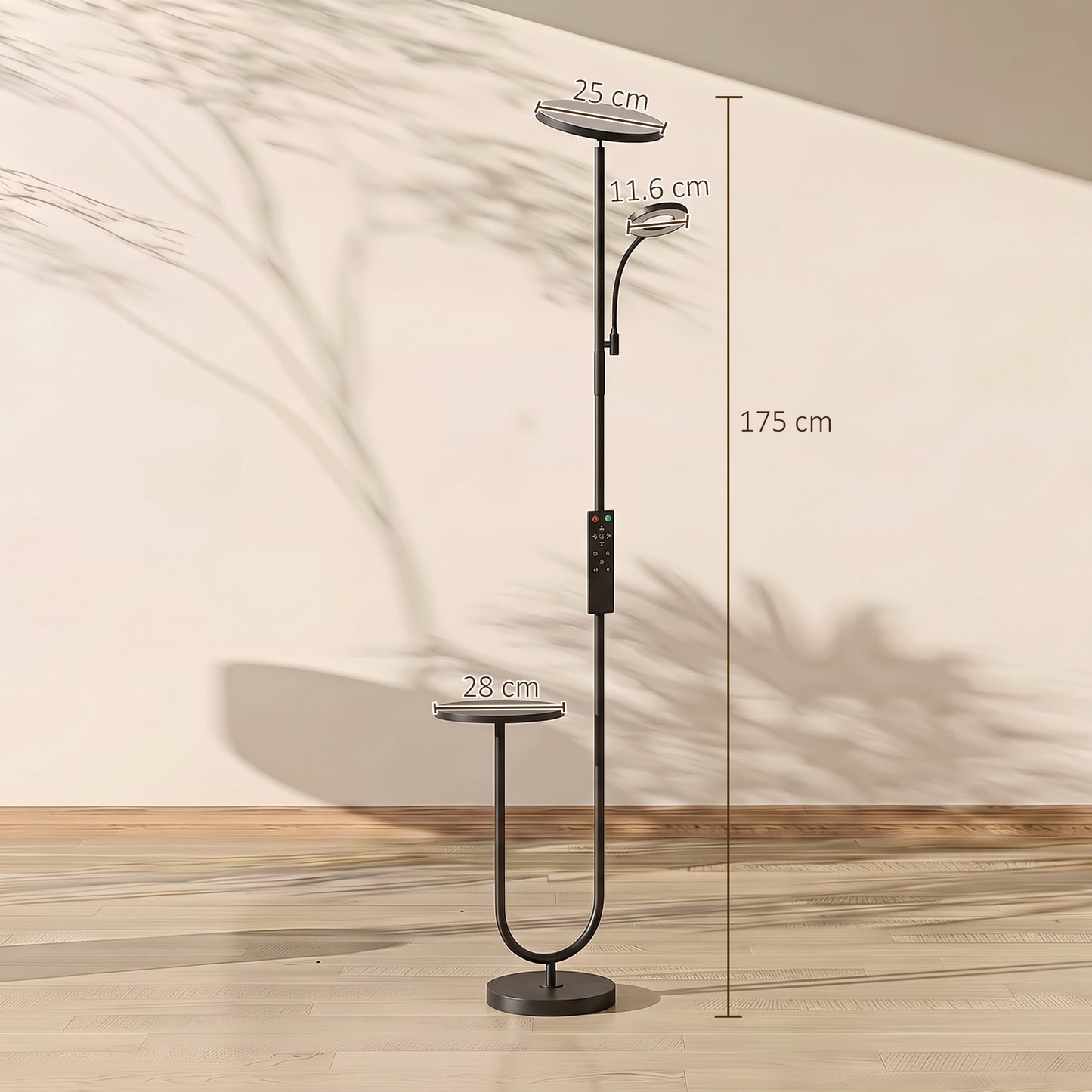 Homcom Uplighter Floor Lamp Dimmable Reading Light With Remote Control