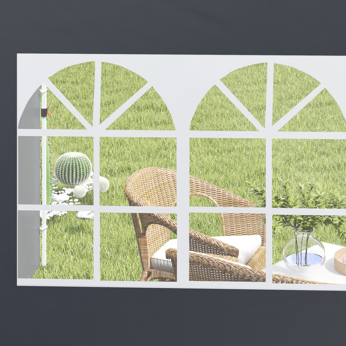Outsunny 3 Meter Gazebo Side Wall Panel With Window Replaceable Dark Grey UV Proof Weather Resistant