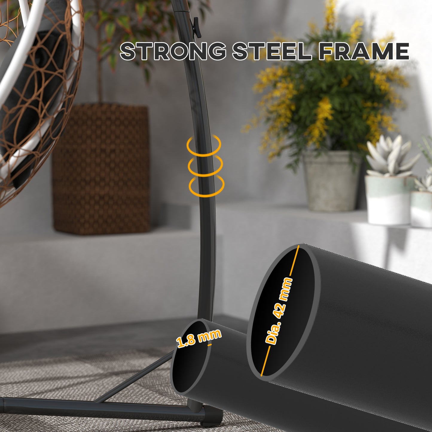 Outsunny Hammock Chair Stand Heavy Duty Steel Egg Swing Frame With X Shape Base Indoor Outdoor 150 Kg Black