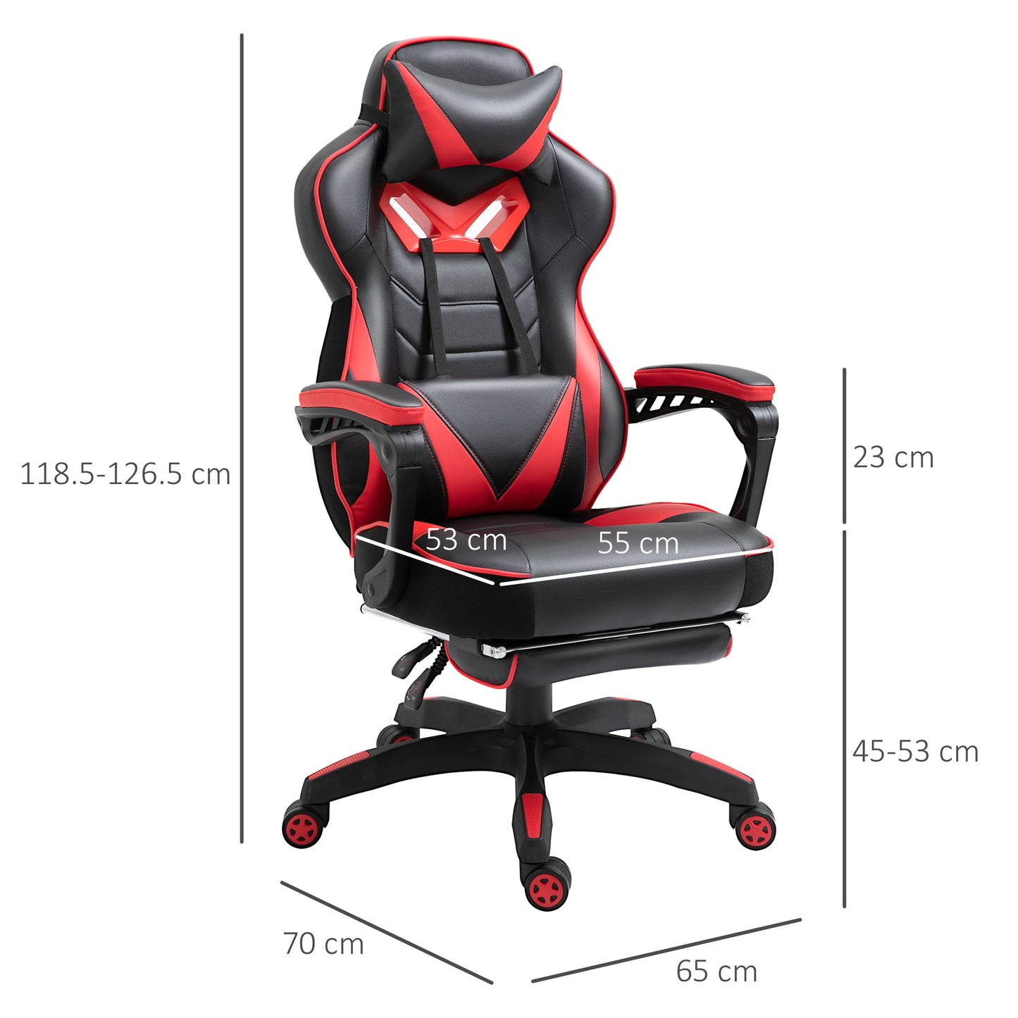 Vinsetto Adjustable Ergonomic Gaming Chair with Retractable Footrest & Lumbar Support - Red & Black Racing Design - ALL4U RETAILER LTD