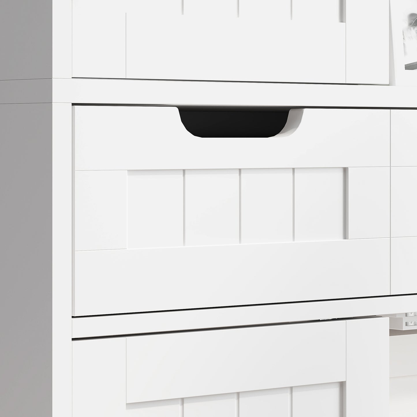 HOMCOM Tall White Bathroom Storage Cabinet With Drawer And Double Cupboards For Bathroom Or Kitchen Pantry And Sideboard