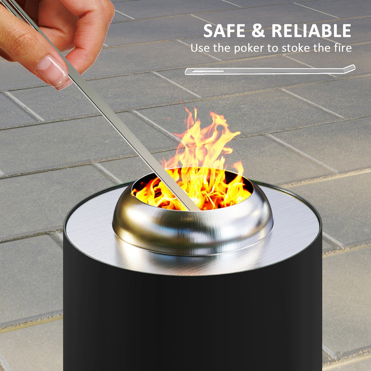 Outsunny Smokeless Tabletop Fire Pit 16 X 16 Cm Stainless Steel Portable Wood Or Pellet Fueled For Garden Camping Black