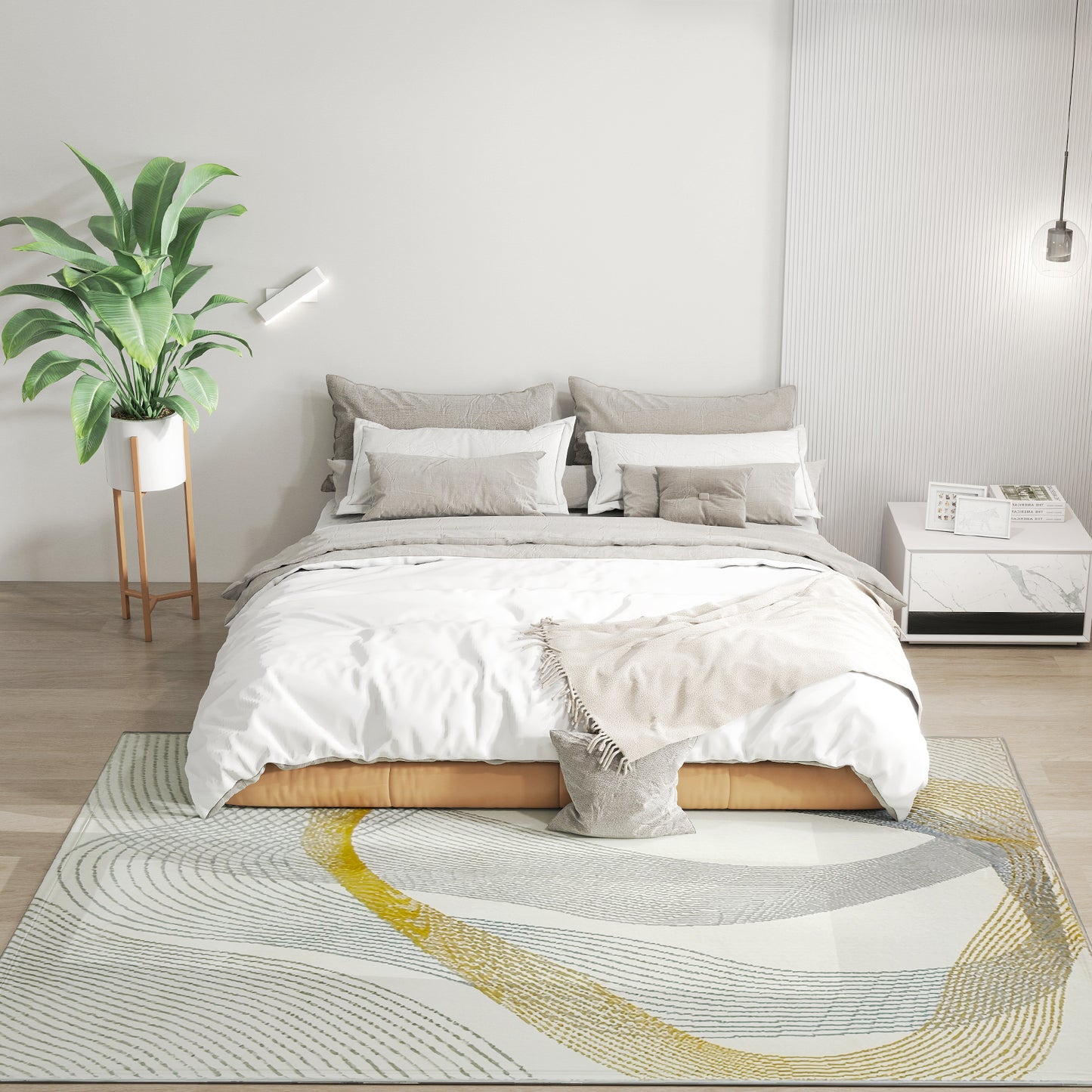 HOMCOM Modern Area Rug 230 x 160 cm Cream White Machine Washable Allergy Friendly Living Room Bedroom Office Carpet