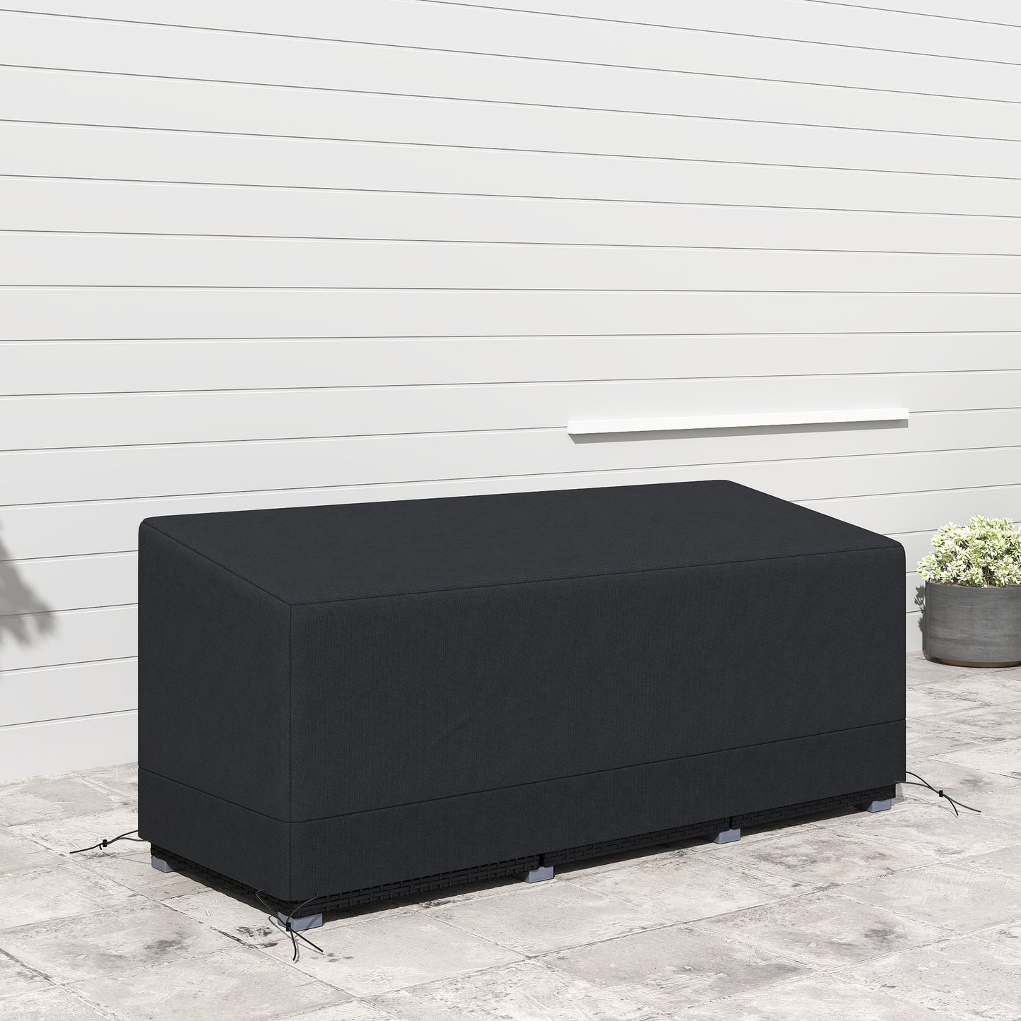 Outsunny Rectangular Patio Furniture Cover Waterproof for 3 Seater Bistro Set 190x72x76cm UV 600D Oxford Black