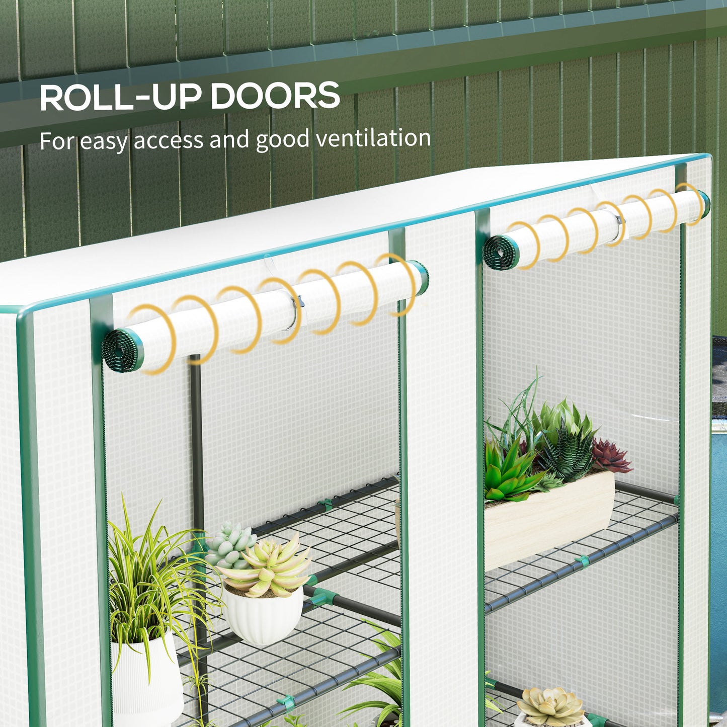 Outsunny Three Tier Mini Greenhouse White With Plastic Cover And Zipped Roll Up Door For Indoor Outdoor Shelves