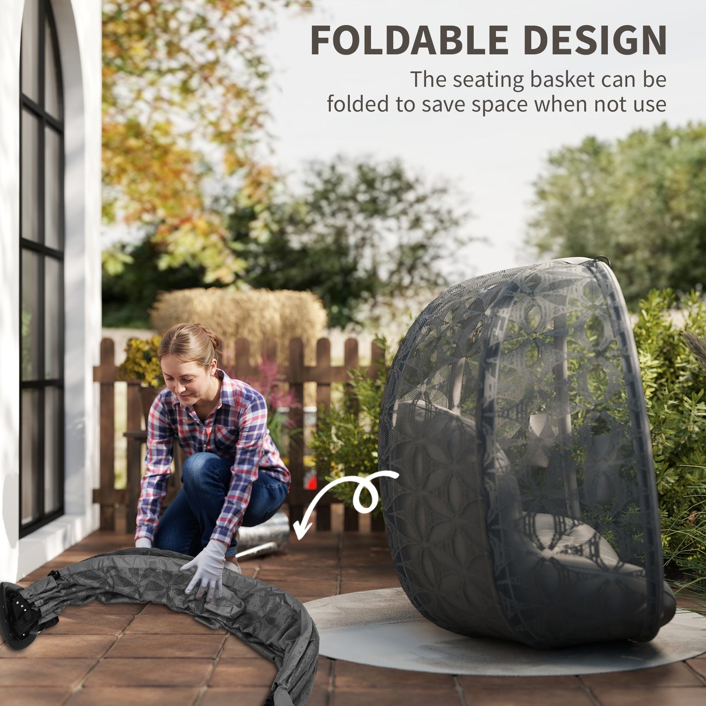 Outsunny Outdoor Double Hanging Chair With Cushion And Cup Holders Charcoal Grey