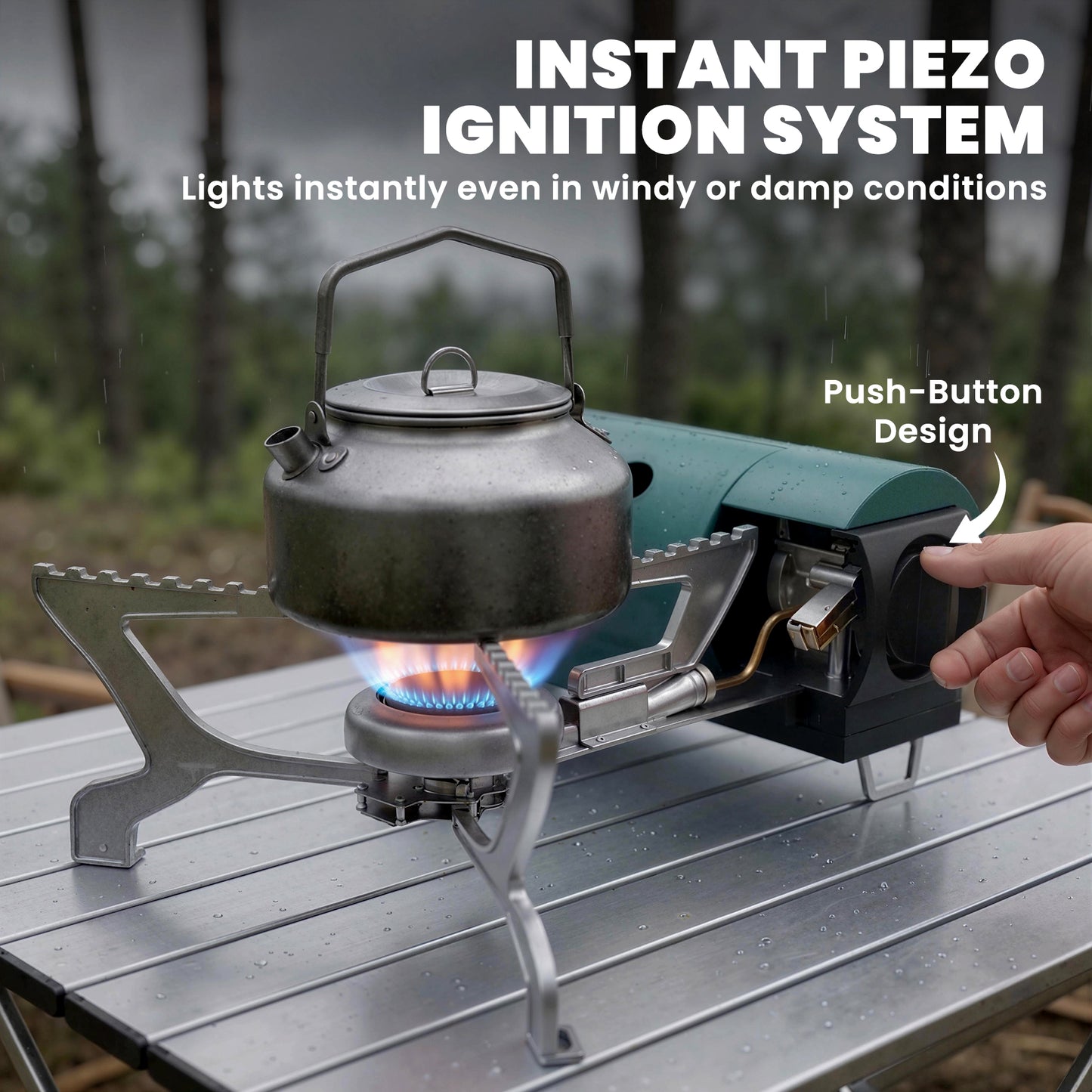 Outsunny 2670W Foldable Camping Stove With Safety Shut Off And Piezo Ignition Carry Bag Green
