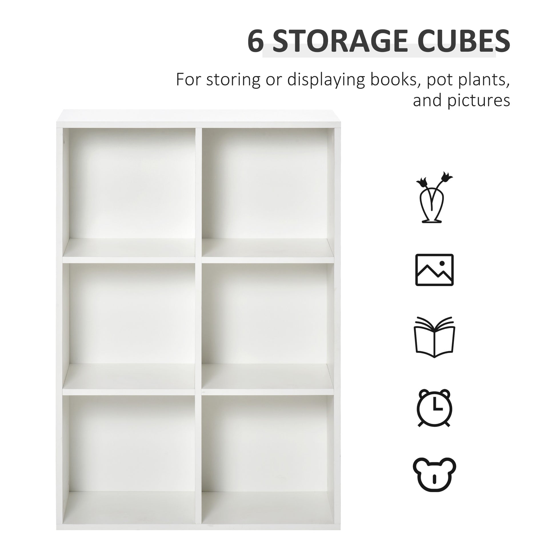 HOMCOM Modern White Six-Cube Storage Bookcase - ALL4U RETAILER LTD