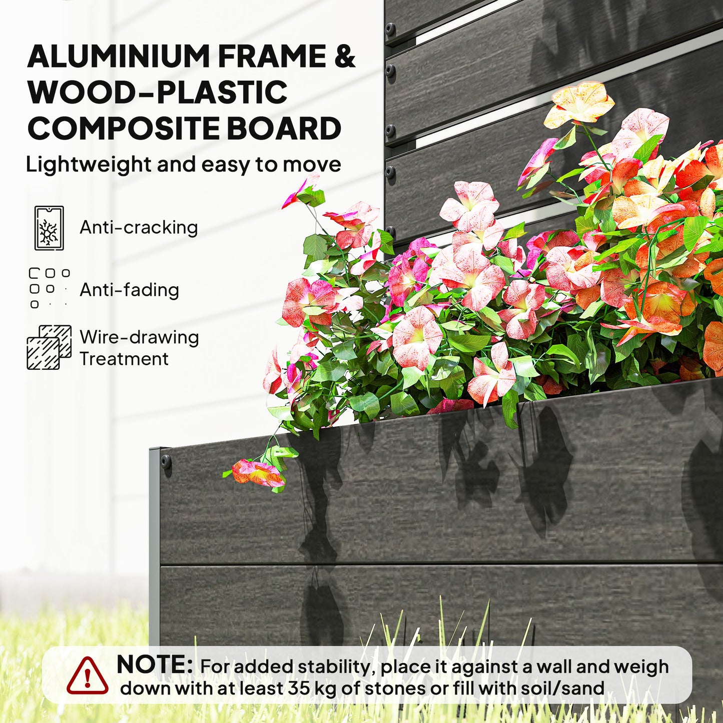 Outsunny Raised Garden Bed With Trellis For Climbing Plants Privacy Screen Black