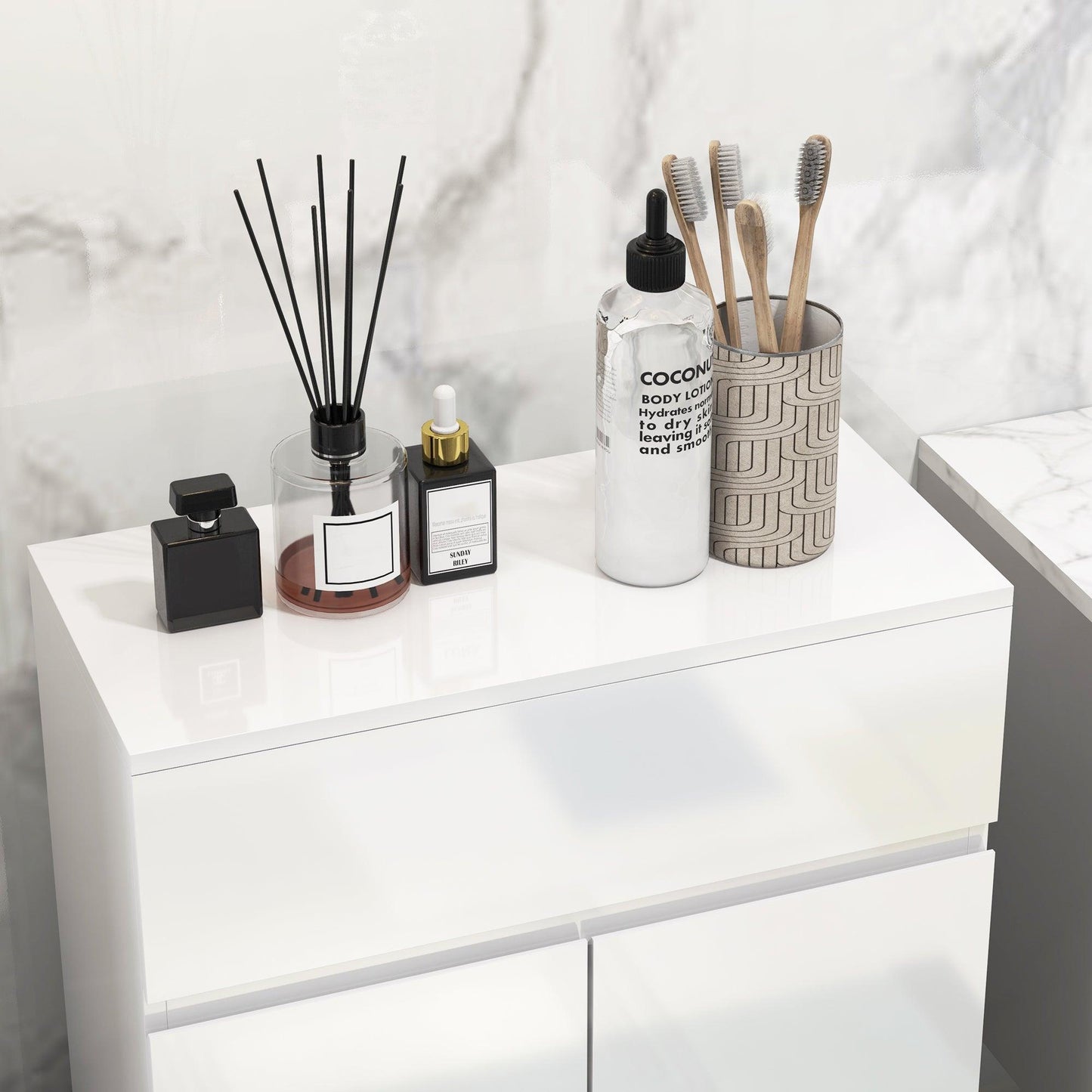 Kleankin White Bathroom Cabinet with Drawer and Shelf - ALL4U RETAILER LTD