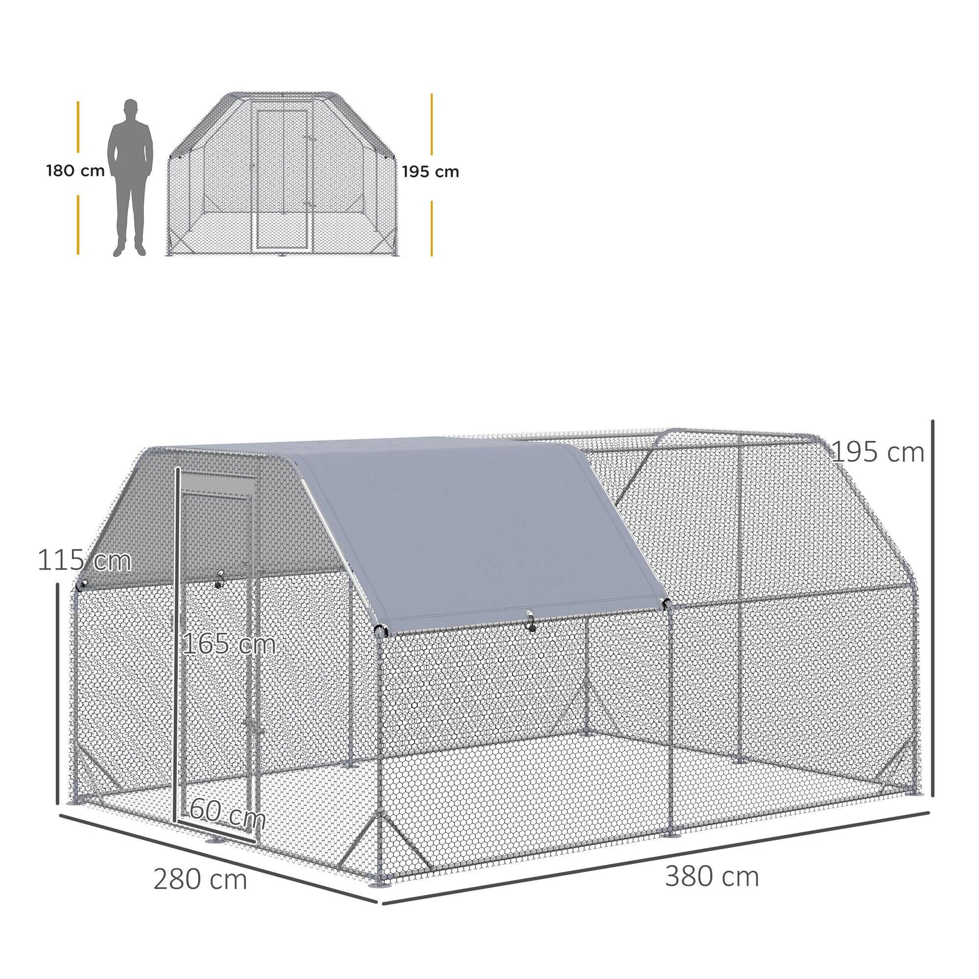 PawHut Chicken Run Cage for 10-12 Chickens, Outdoor Coop and Hen House - ALL4U RETAILER LTD