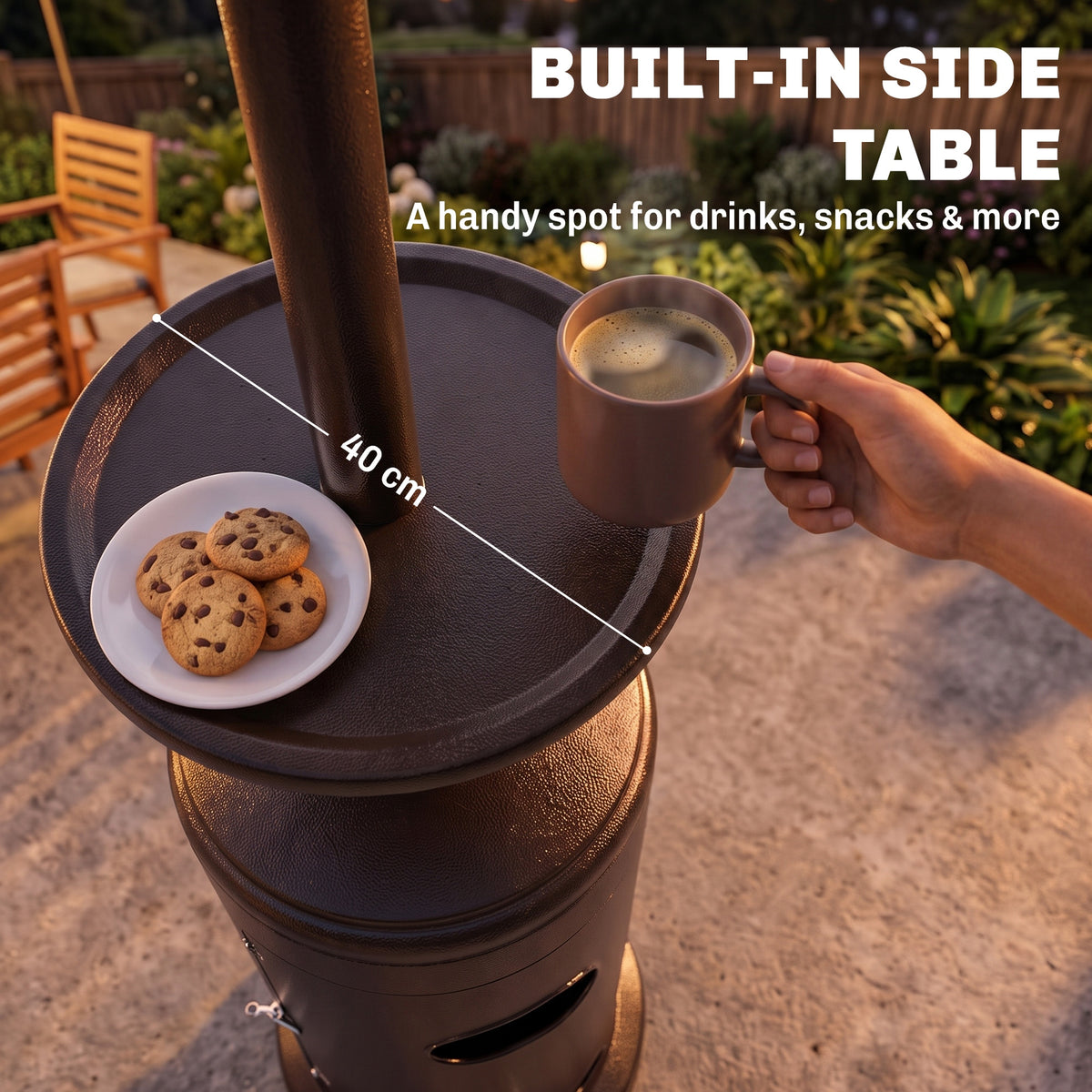 Outsunny 13 kW Propane Patio Heater with Table Tray and Piezo Ignition
