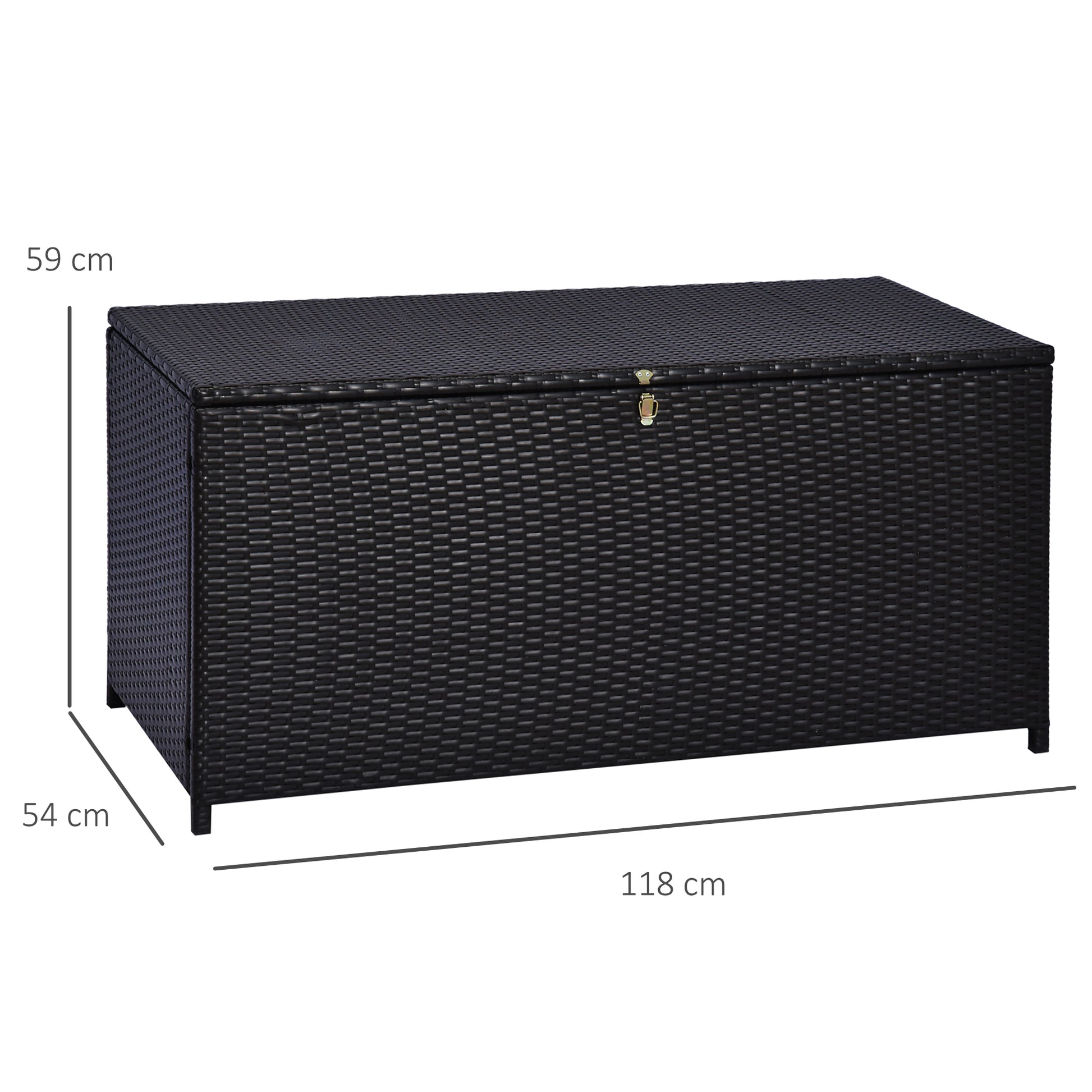 Outsunny Outdoor Wicker Storage Chest - 118cm Dark Brown Rattan Cabinet for Garden & Patio - ALL4U RETAILER LTD