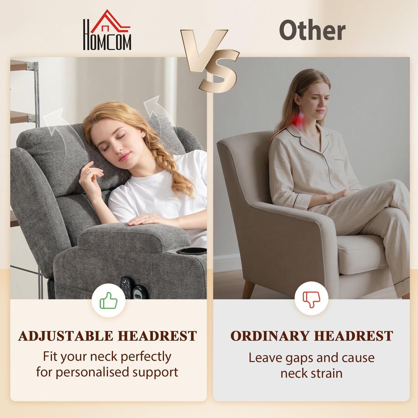 HOMCOM Power Lift Recliner Chair With Vibration Massage And Heat Chenille Riser For Elderly Grey Armchair