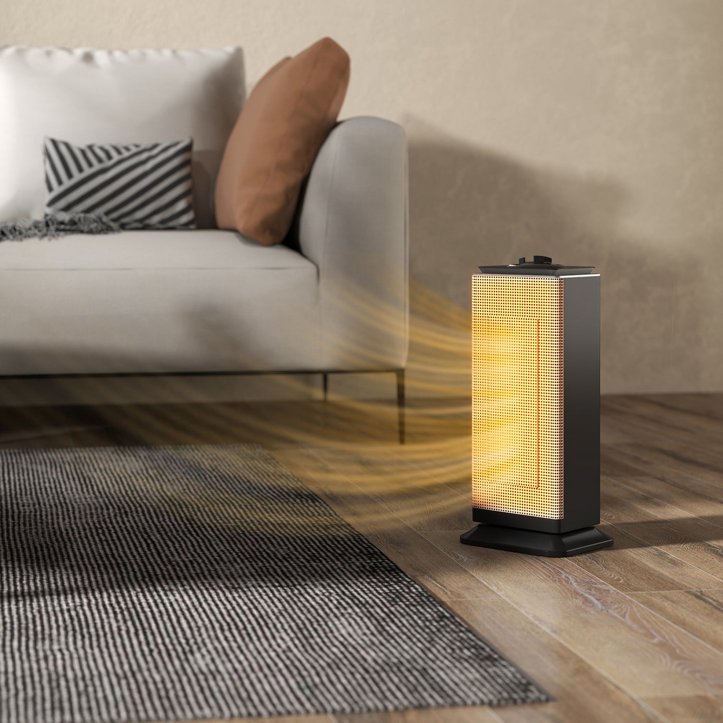 HOMCOM 2000W Ceramic Electric Heater With Fan Oscillation Dual Safety Overheat Tip Over ERP Energy Saving Black