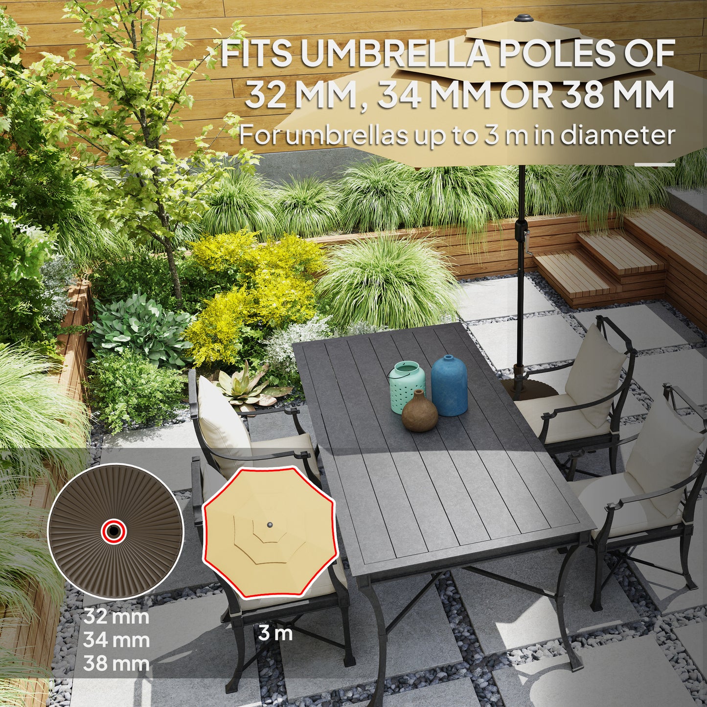 Outsunny Garden Parasol Base Holder For Outdoor Umbrella Stand Sand Or Water Filled Weight 28kg Or 23kg Brown