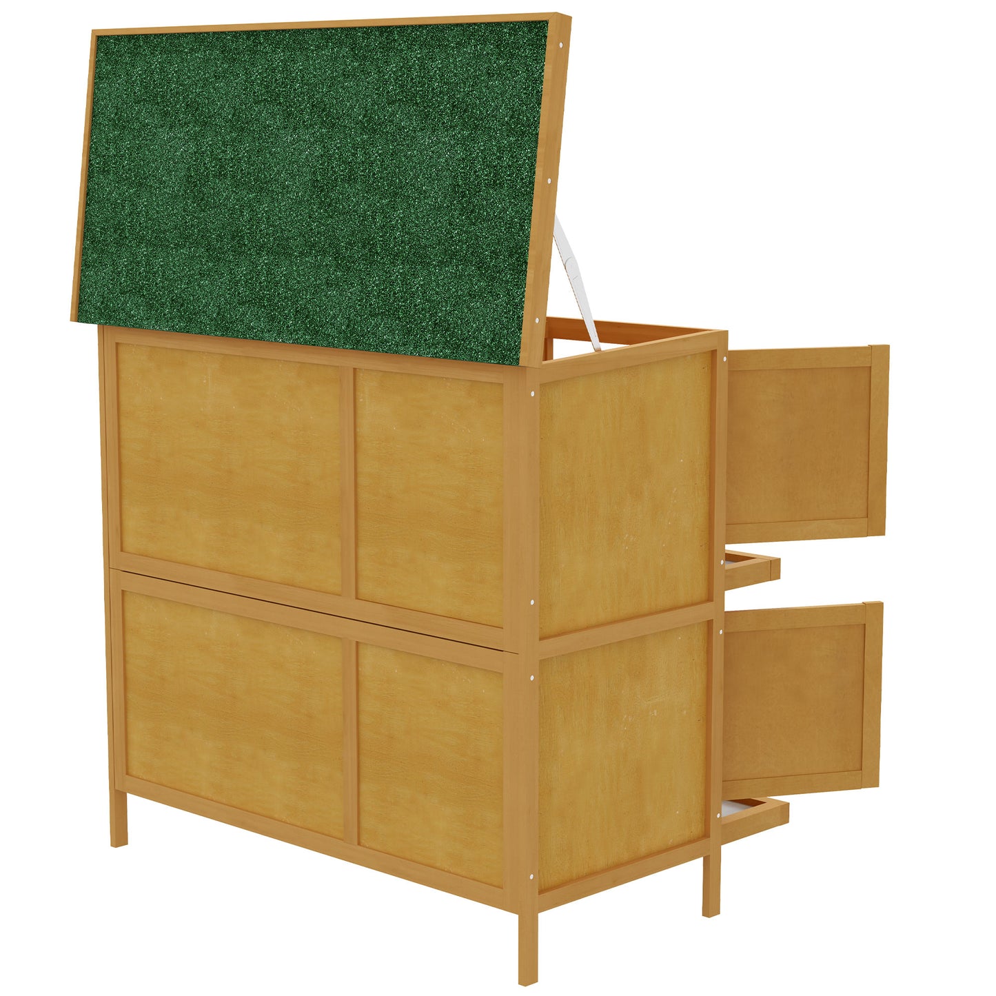 PawHut Double Level Rabbit Home with Removable Cleaning Trays - Brown - ALL4U RETAILER LTD